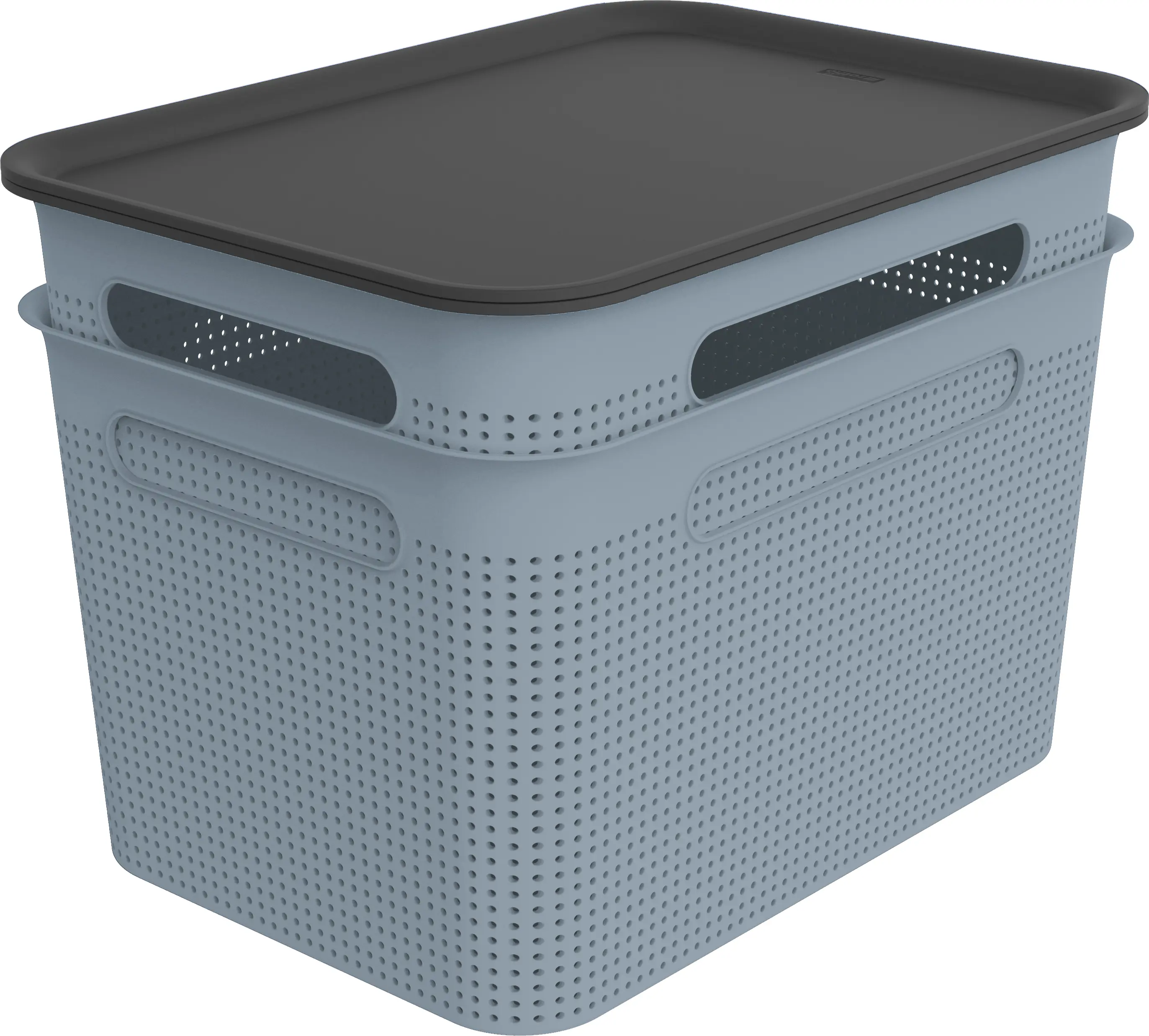 Rotho Aufbewahrungsbox Brisen mit Deckel 36,5 x 26,5 cm 16 L misty blau 2er Set