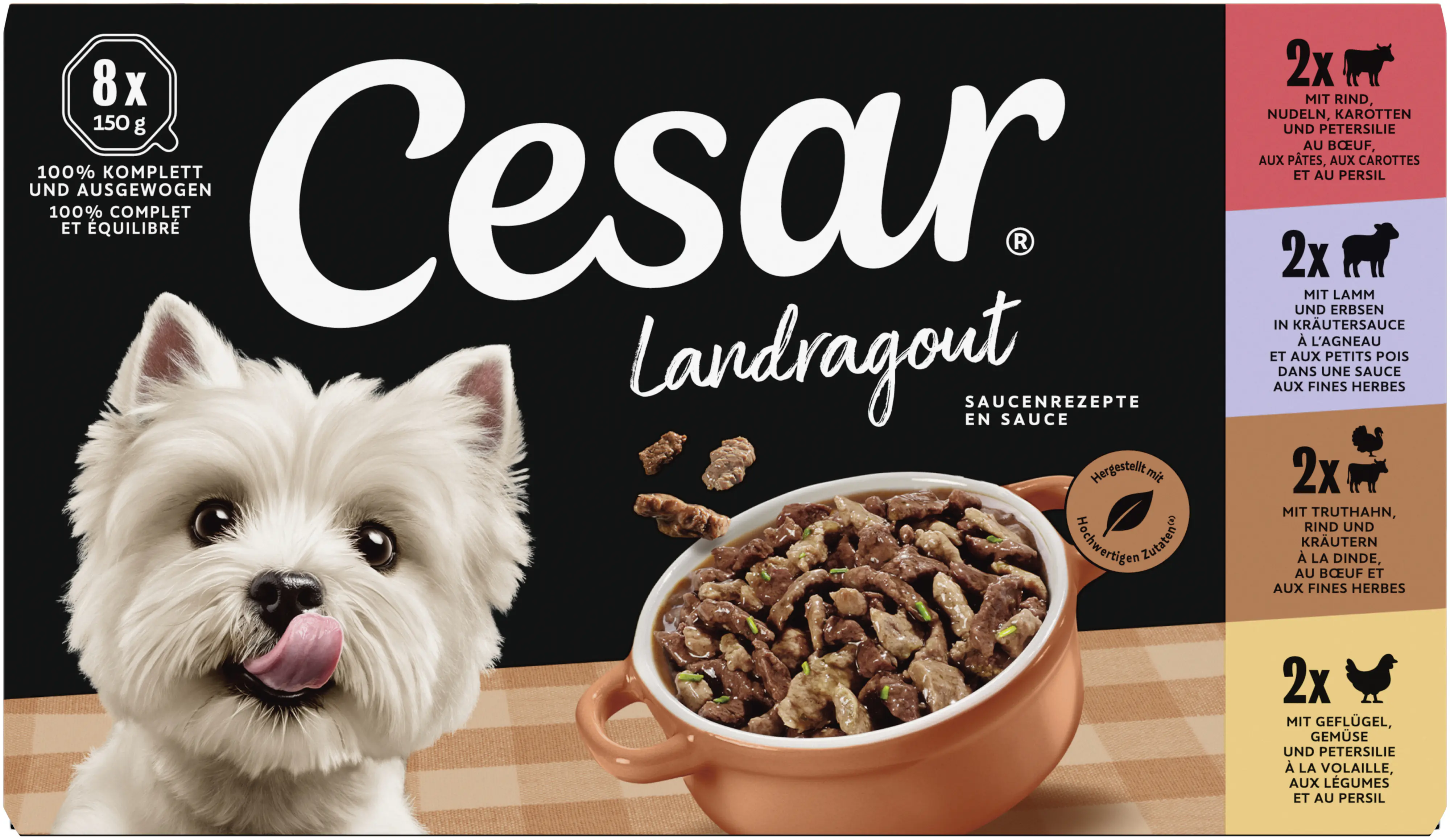 Cesar Hundenassfutter Adult 8 x 150 g Landküche Selektion 