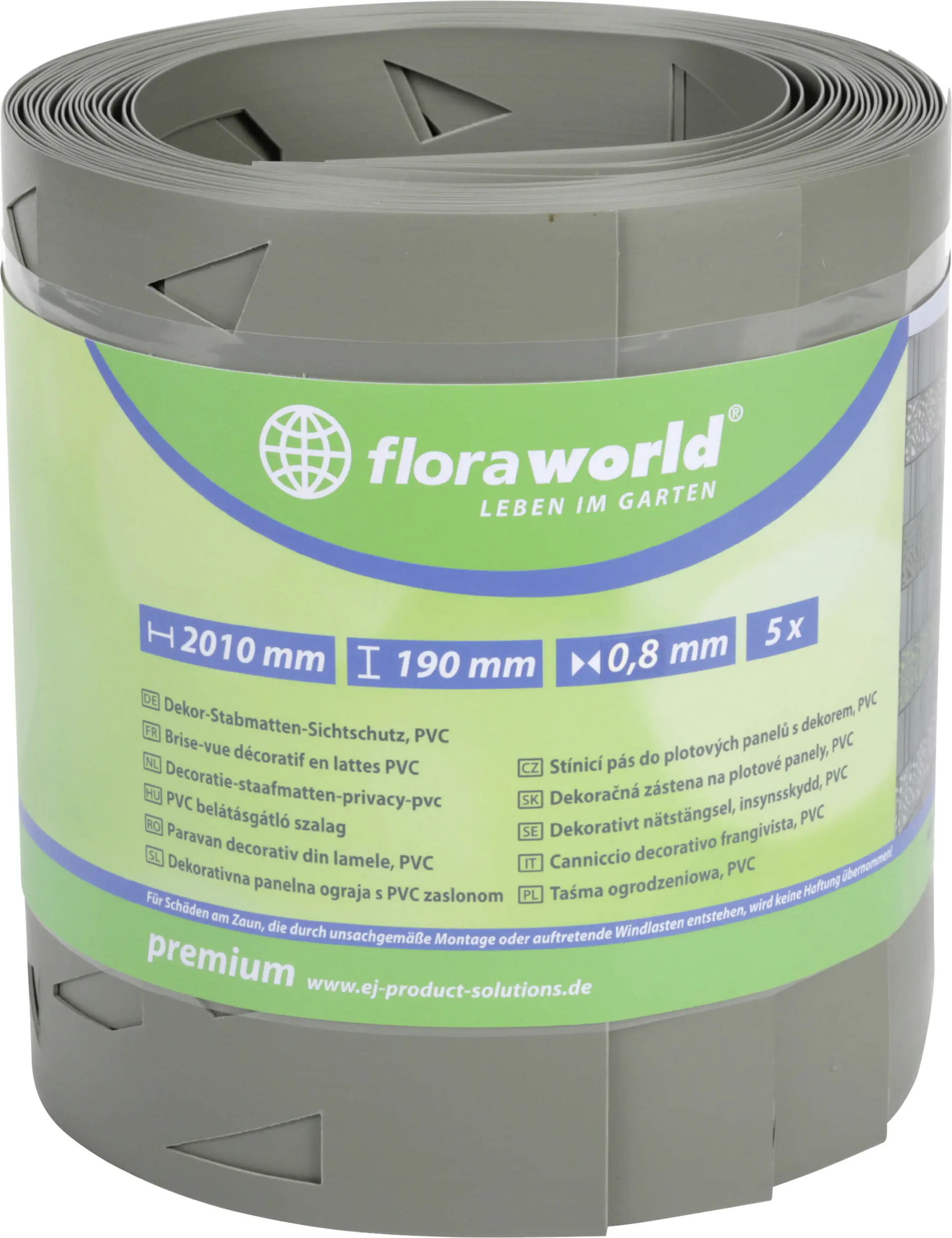 Floraworld Sichtschutzstreifen Dekor Diamant 201,5 x 19 cm grau - 5 Stk.
