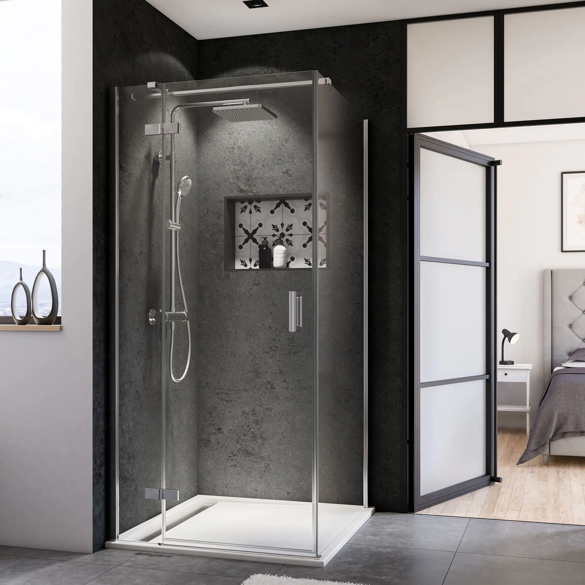 Breuer Panorama Seitenwand für Drehtür 75 x 200 cm alu chrom CER+