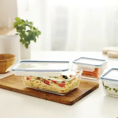 Rotho Kühlschrankdose Glas CLIC & LOCK 0,5 L, 3er Set