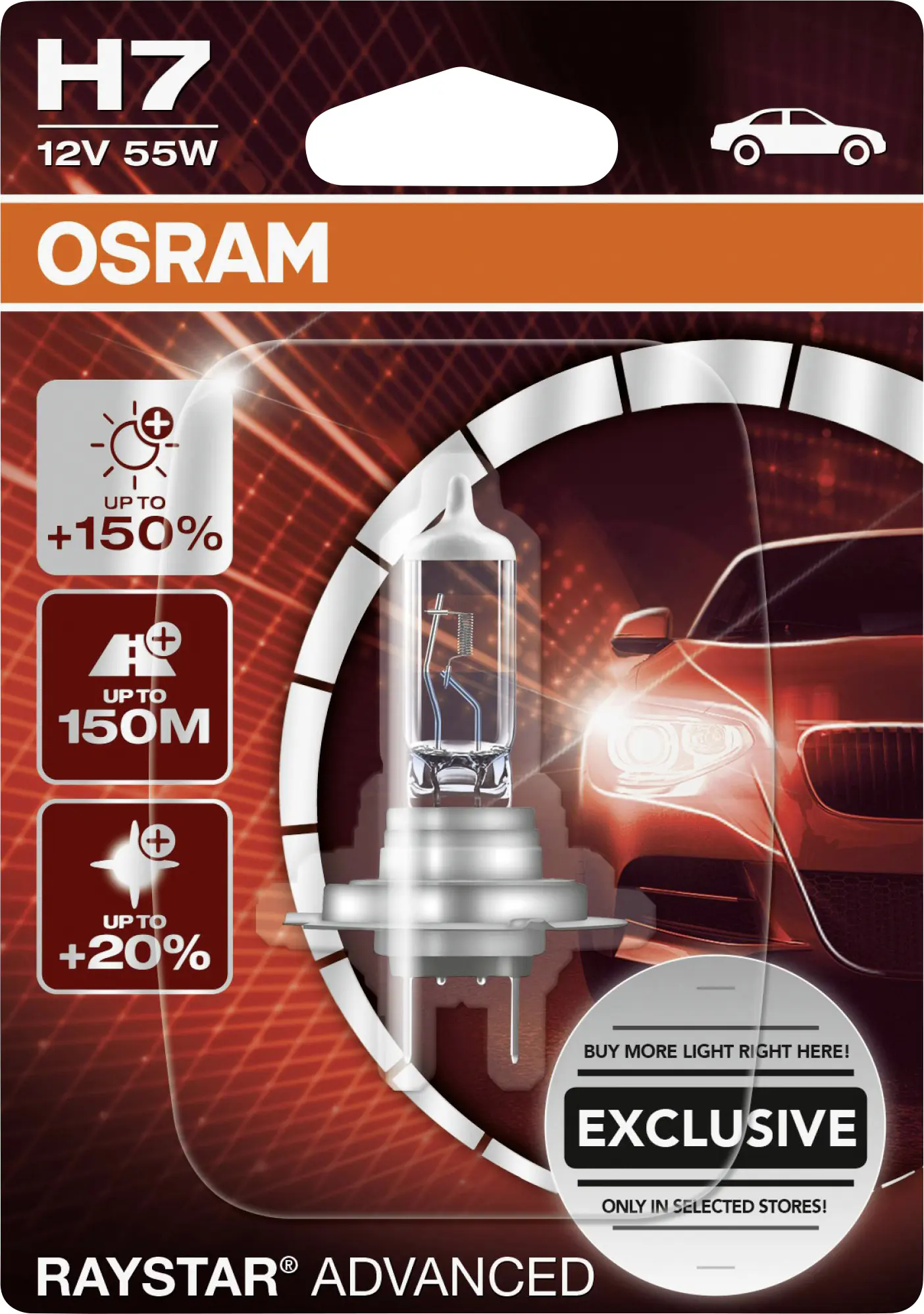 Osram GLL H7 Raystar Advanced +150% 12V 55W, 1 Stück Osram GLL H7 Raystar Advanced +150% 12V 55W, 1 Stück