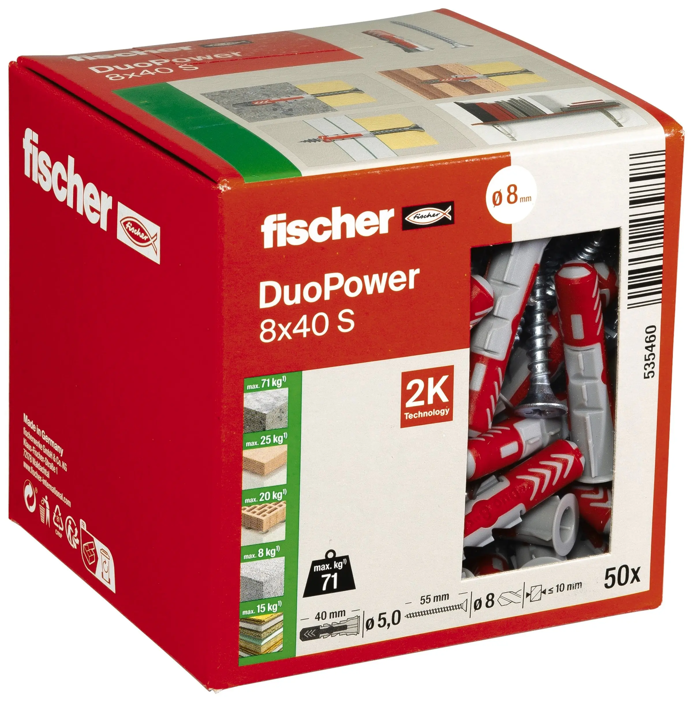 Fischer Dübel-Set Duopower 8.0 x 40 mm - 52 Stück