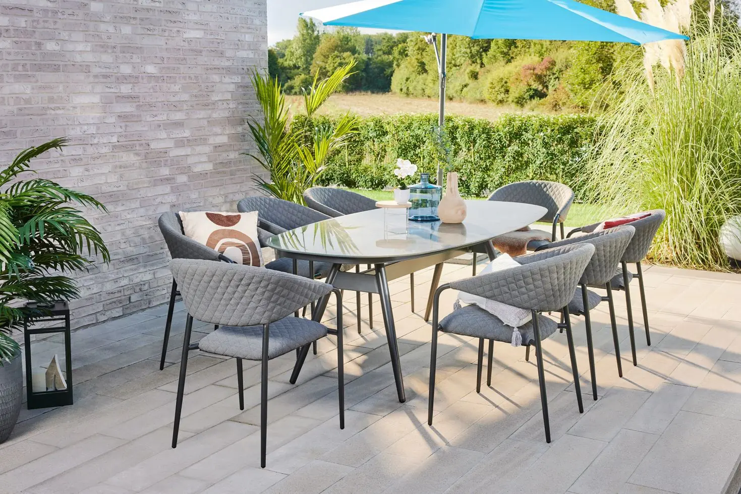 Primaster Lounge Möbelset Calvo 5-teilig grau mit wetterfestem Bezug