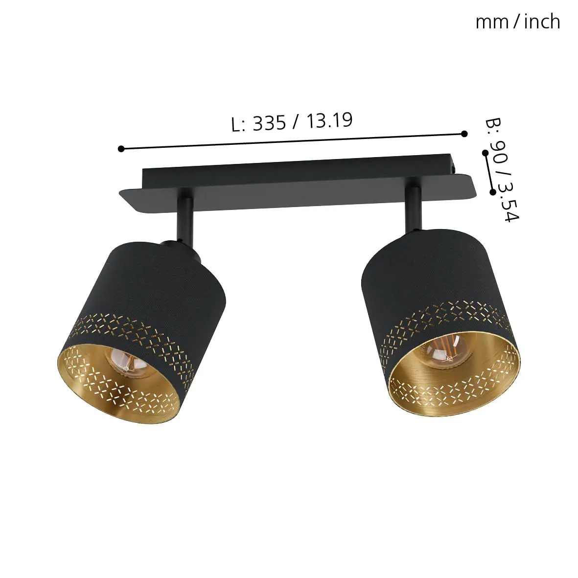 Eglo 2er Spot Esteperra schwarz-gold 33,5 x 9 cm E27 Eglo 2er Spot Esteperra schwarz-gold 33,5 x 9 cm E27