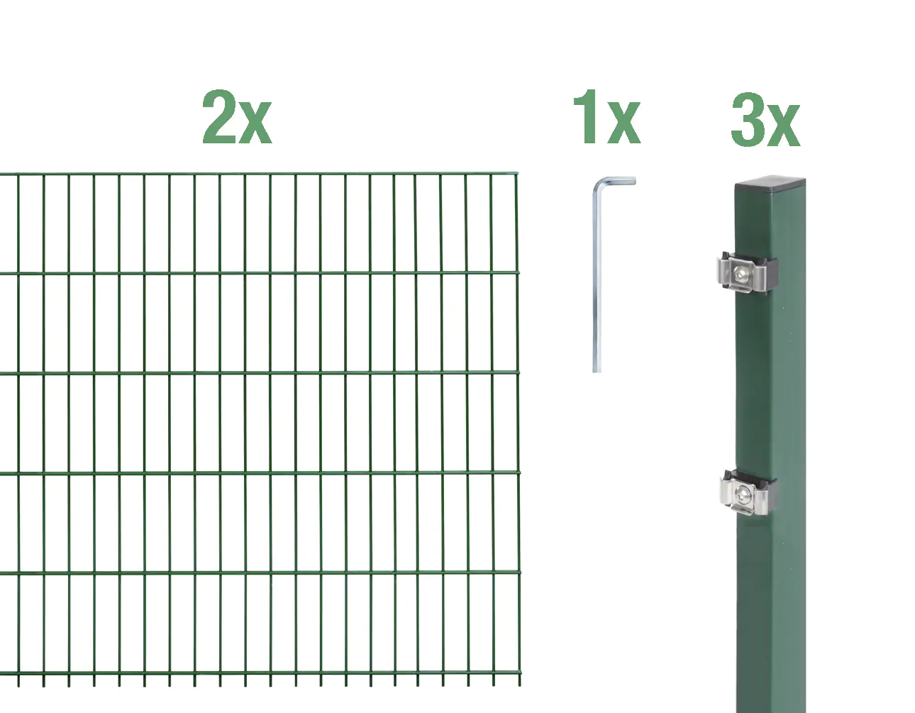 Alberts Doppelstabmatten-Grundset 4 m 200 x 100 cm 6/5/6 grün
