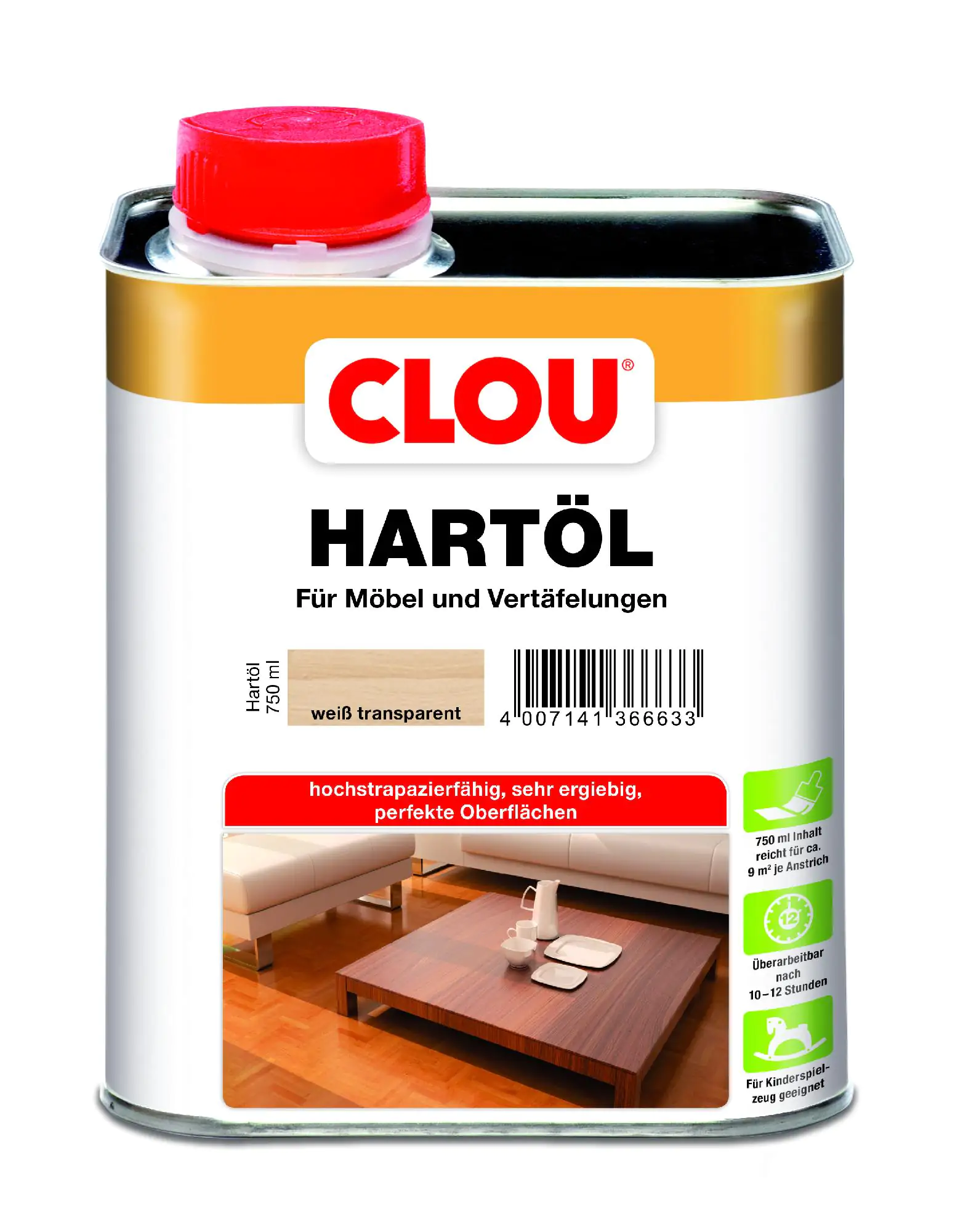 Clou Hartöl 750 ml weiß transparent