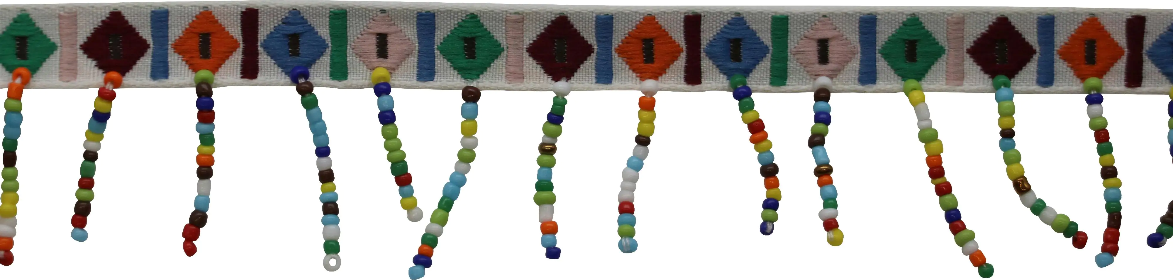 Glorex Girlande mit Perlen bunt 1 Meter, weißes Band