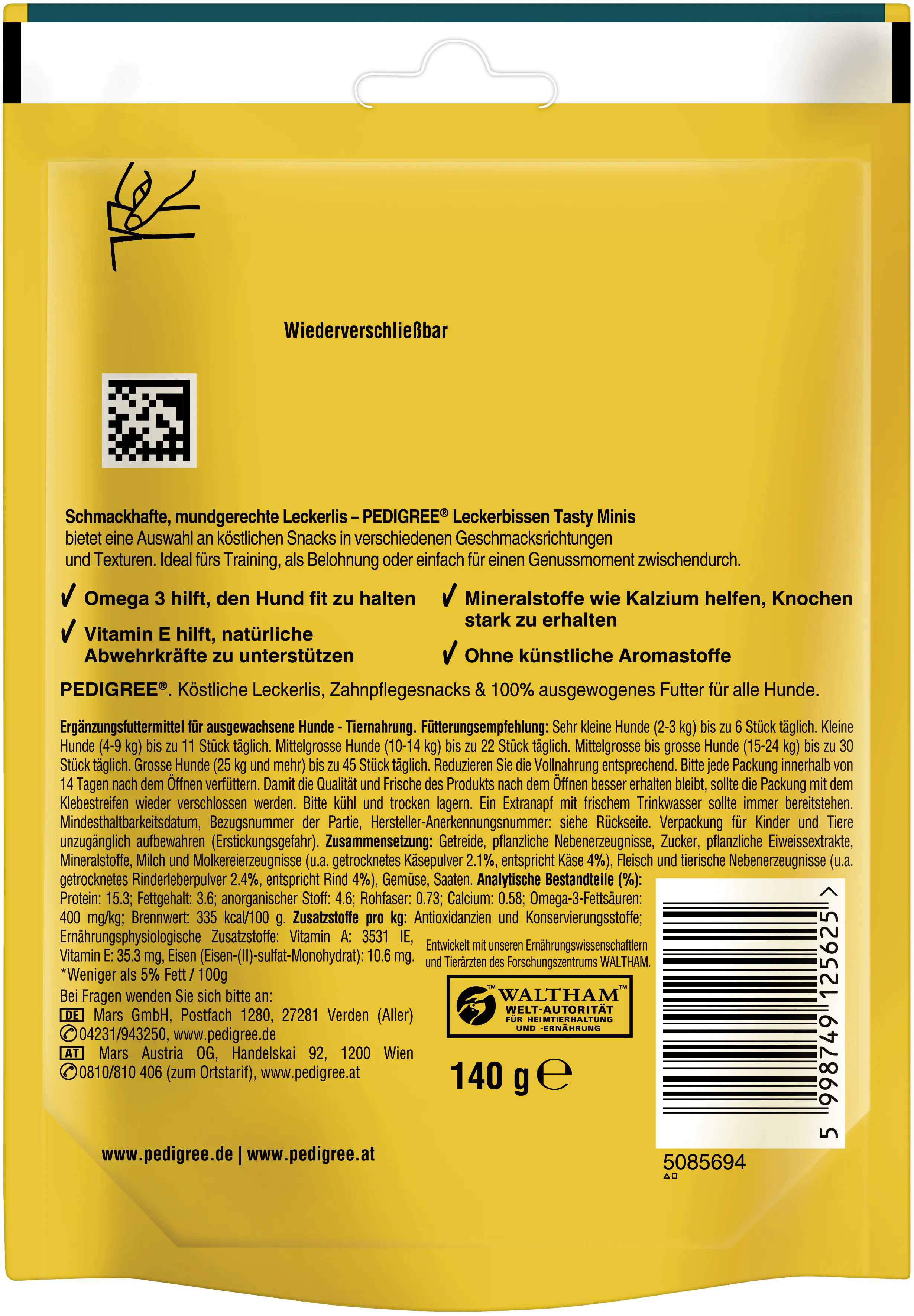 Pedigree Leckerbissen mit Käse- & Rindgeschmack Hundesnack 140 g Pedigree Leckerbissen mit Käse- & Rindgeschmack Hundesnack 140 g