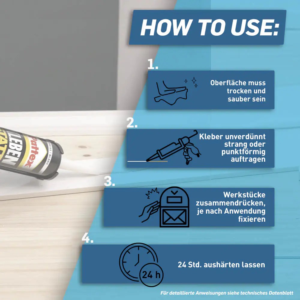 Pattex Montagekleber Kleben statt Bohren Innen & Außen 450 g Kartusche, weiß Pattex Montagekleber Kleben statt Bohren Innen & Außen 450 g Kartusche, weiß