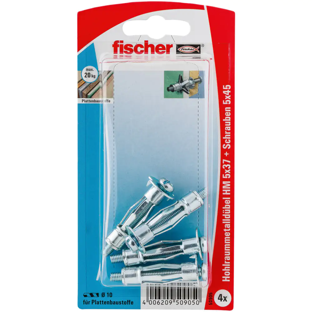 Fischer Hohlraumdübel aus Metall 5.0 x 37 mm - 4 Stück Fischer Hohlraumdübel aus Metall 5.0 x 37 mm - 4 Stück