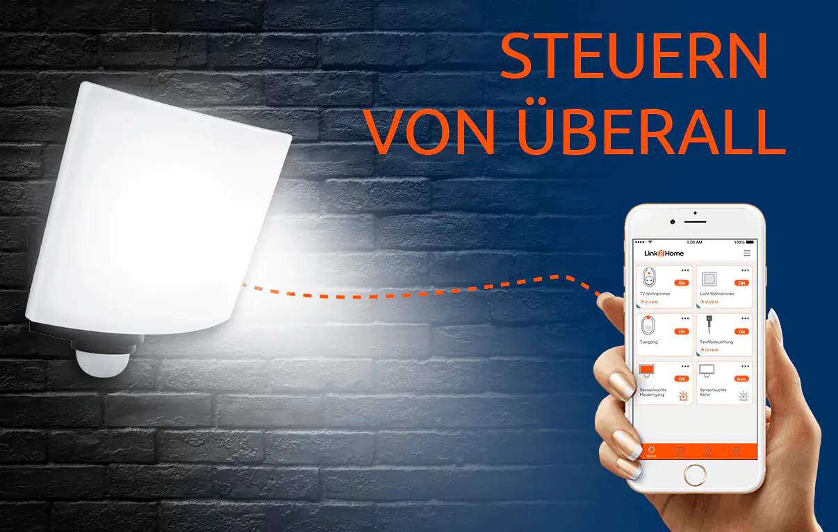 Link2Home WiFi LED Sensorleuchte 28W anthrazit Link2Home WiFi LED Sensorleuchte 28W anthrazit