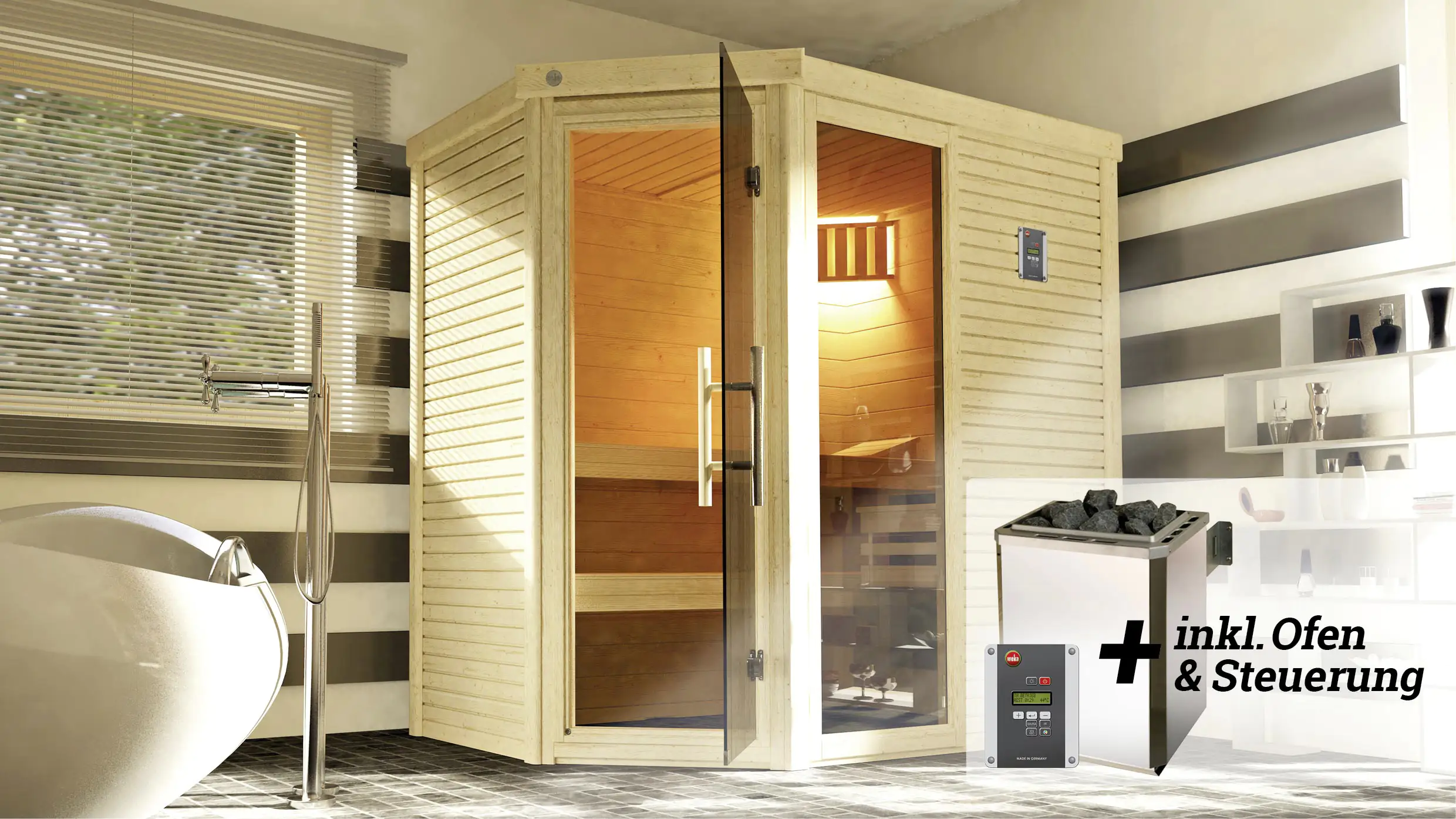 Weka Design-Sauna CUBILIS Gr. 2 Sparset 7,5 kw OS