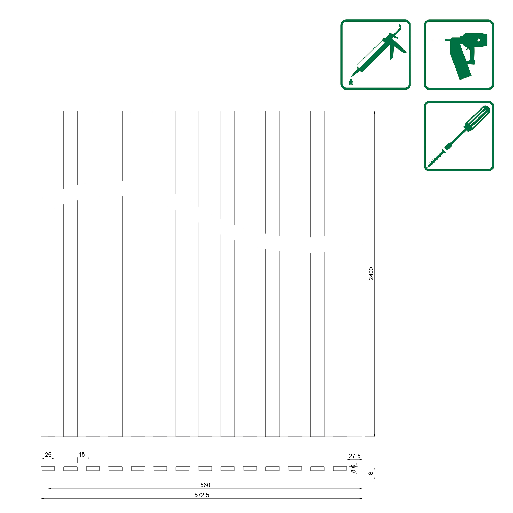 Neuhofer Akustikpaneel Eiche foliert 240 x 57,2 x 1,9 cm braun dunkel