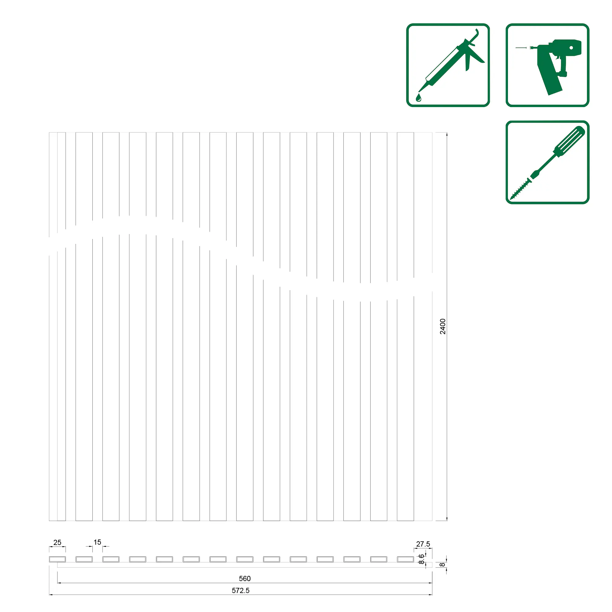 Neuhofer Akustikpaneel Eiche foliert 240 x 57,2 x 1,9 cm braun dunkel