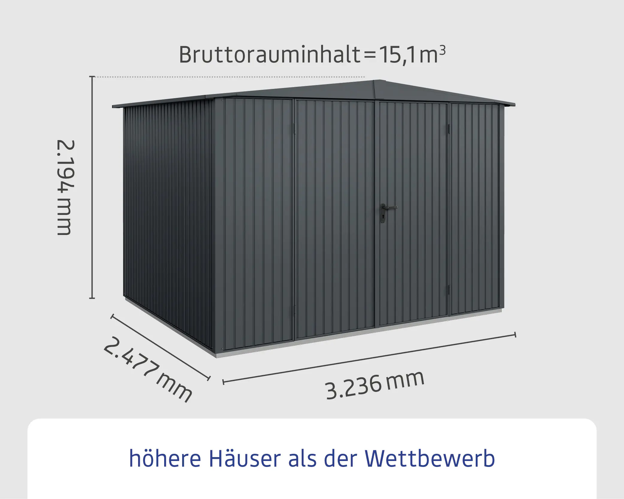 EcoStar Gerätehaus Trend-S Typ 3 323,6 x 247,7 x 219,4 cm anthrazitgrau