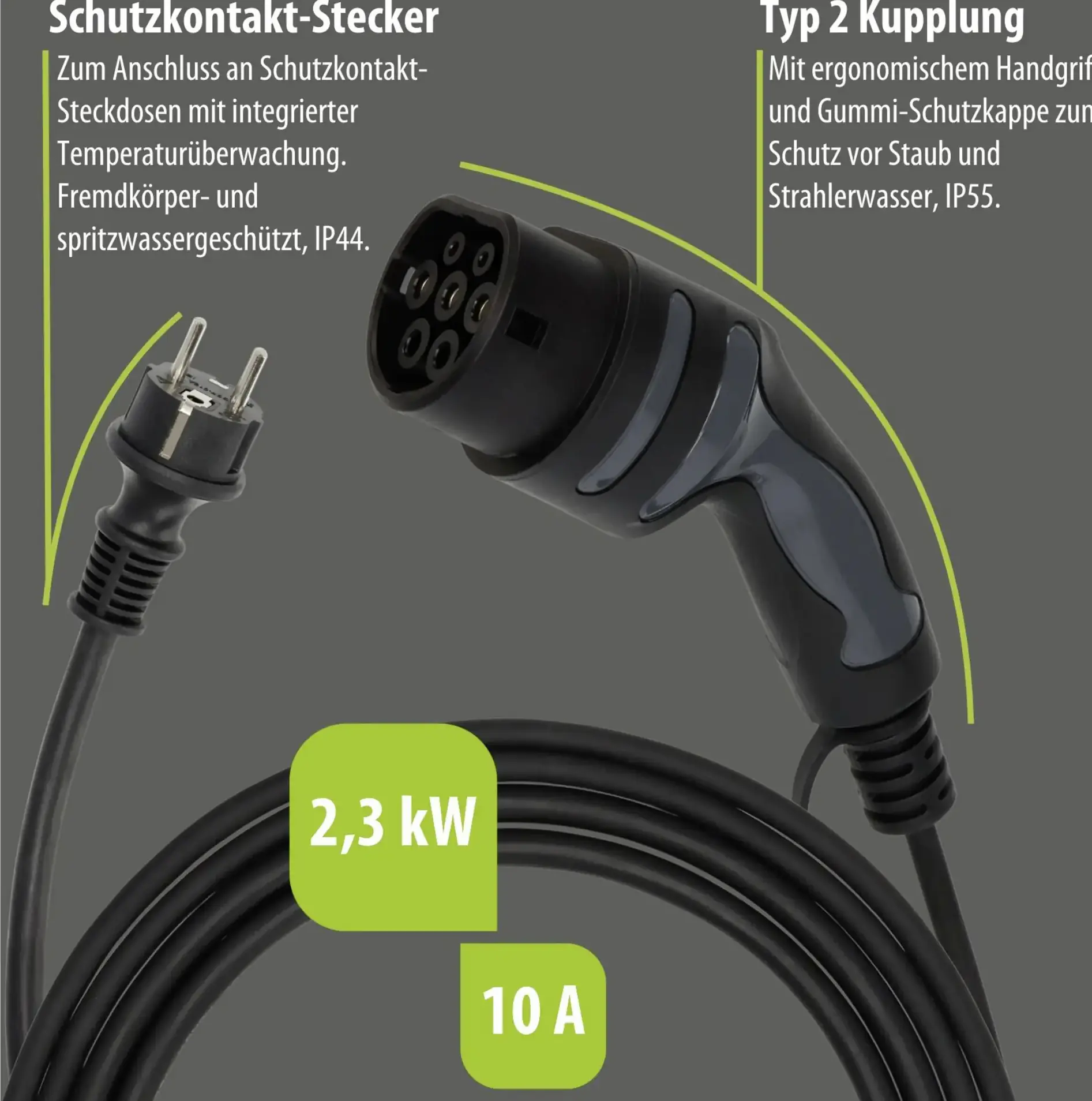 Brennenstuhl mobile Ladestation Wallbox Typ 2 2,3 kW 8 m Kabel