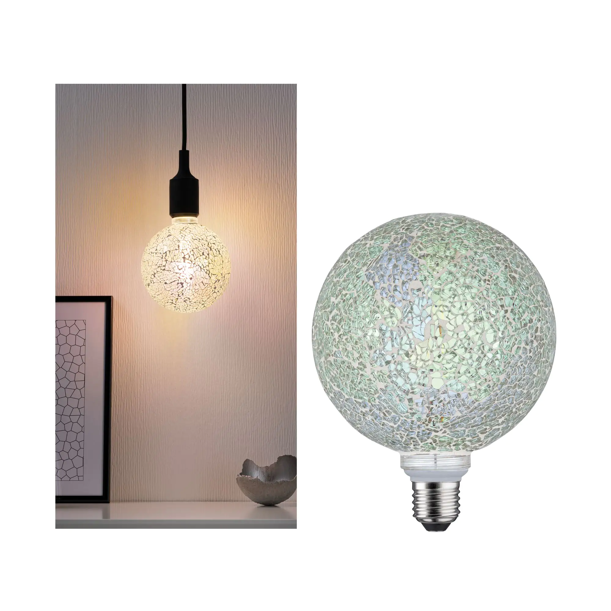 4000870287453 Paulmann LED Miracle Mosaic G125 weiß E 27 5 W 2.700 K dimmbar