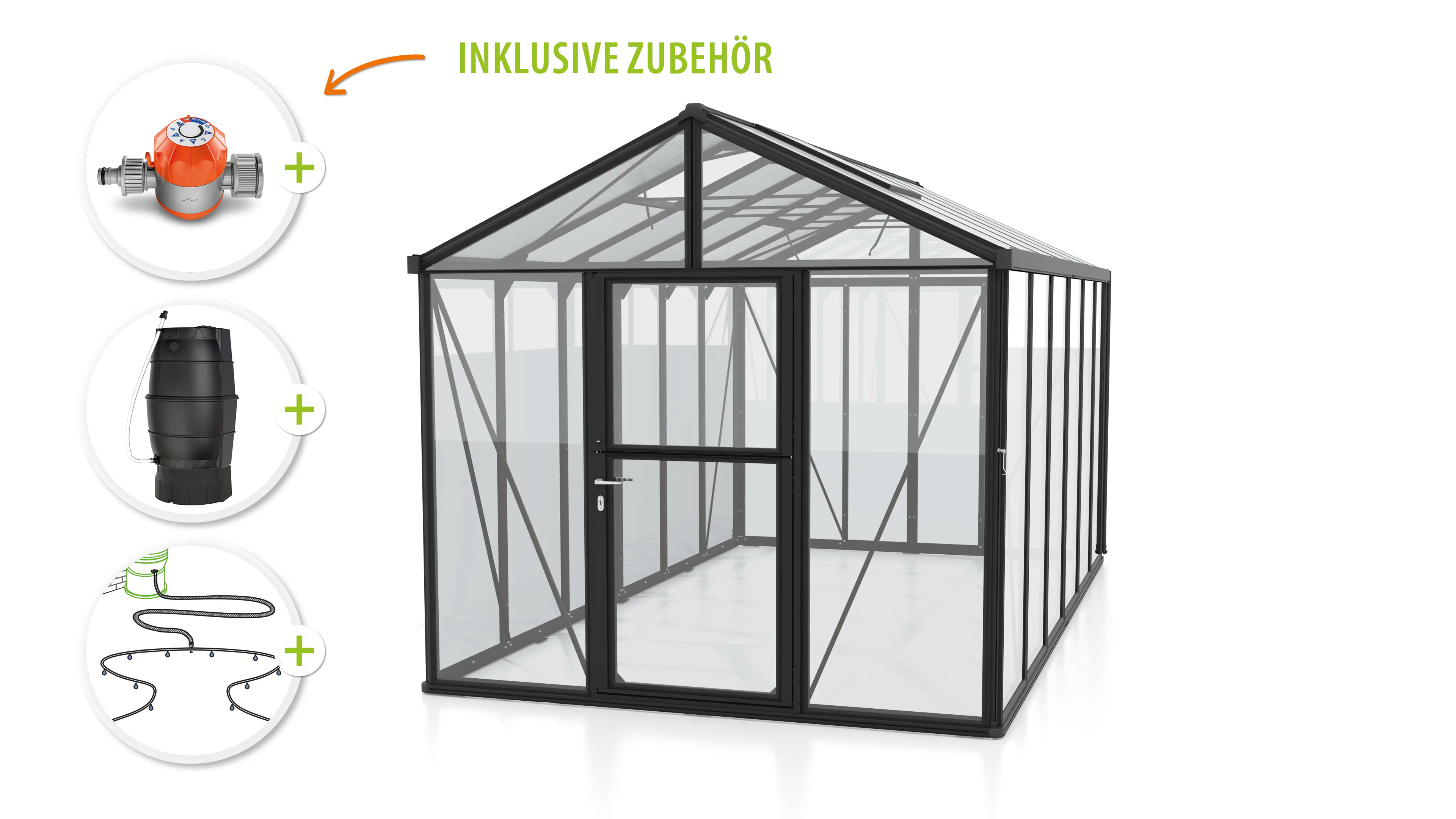 Vitavia Gewächshaus-Set Zeus 11900 ESG/HKP schwarz 266 x 473 cm 