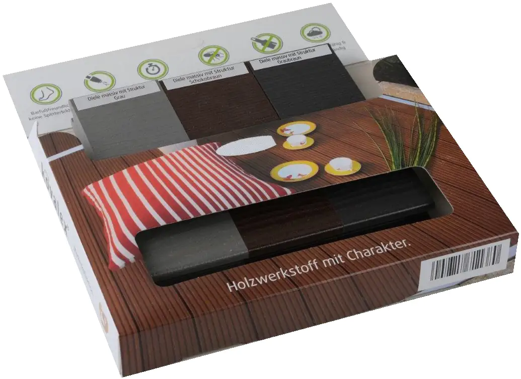 Kovalex Musterbox zu Terrassendielen WPC 14,5 x 2,0 cm unbehandelt 3 Stück
