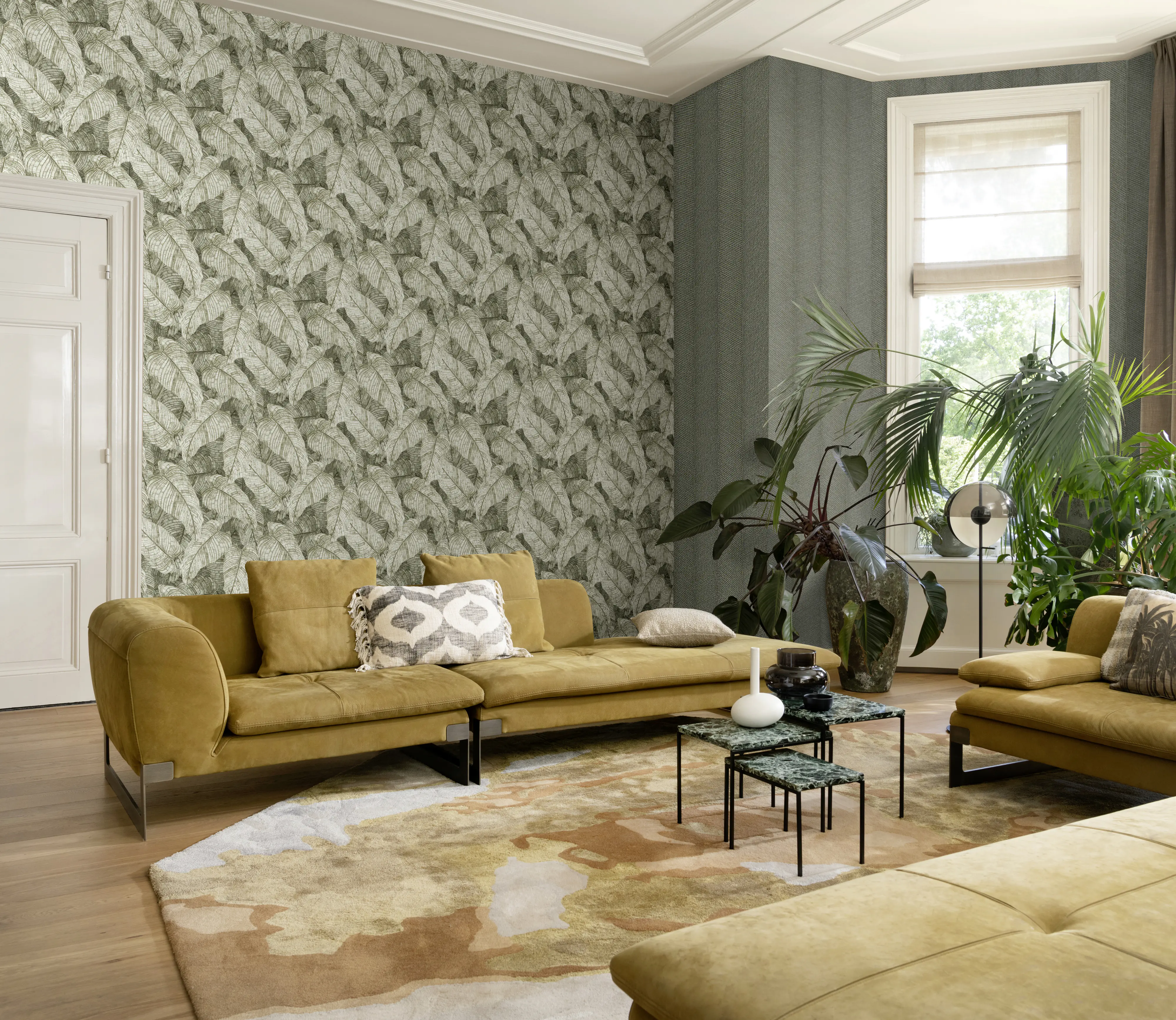 Rasch Vliestapete Muster Blätter grün grau 10,05 x 0,53 m