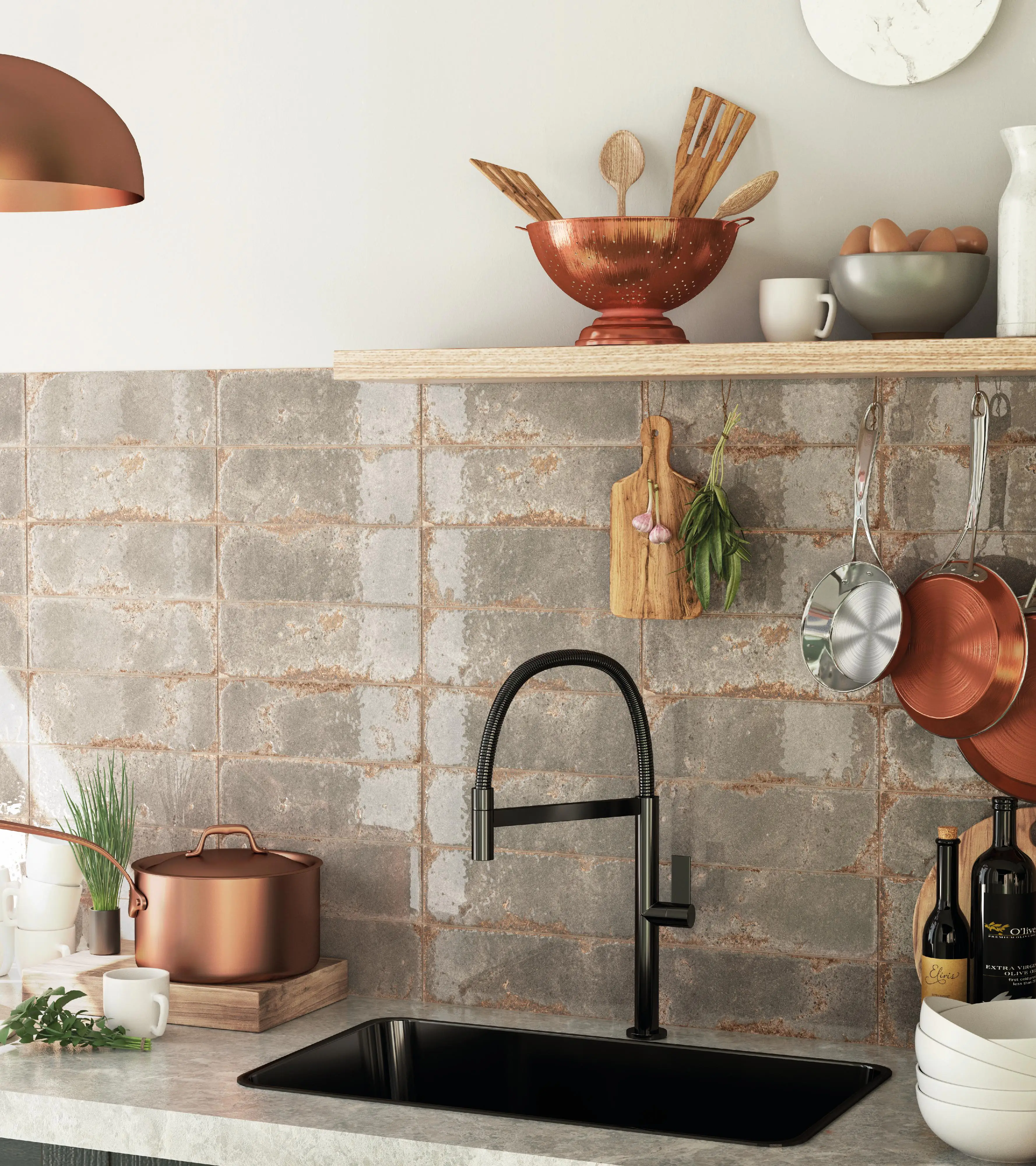 Wandfliese Alma 10 x 30 cm grau glanz