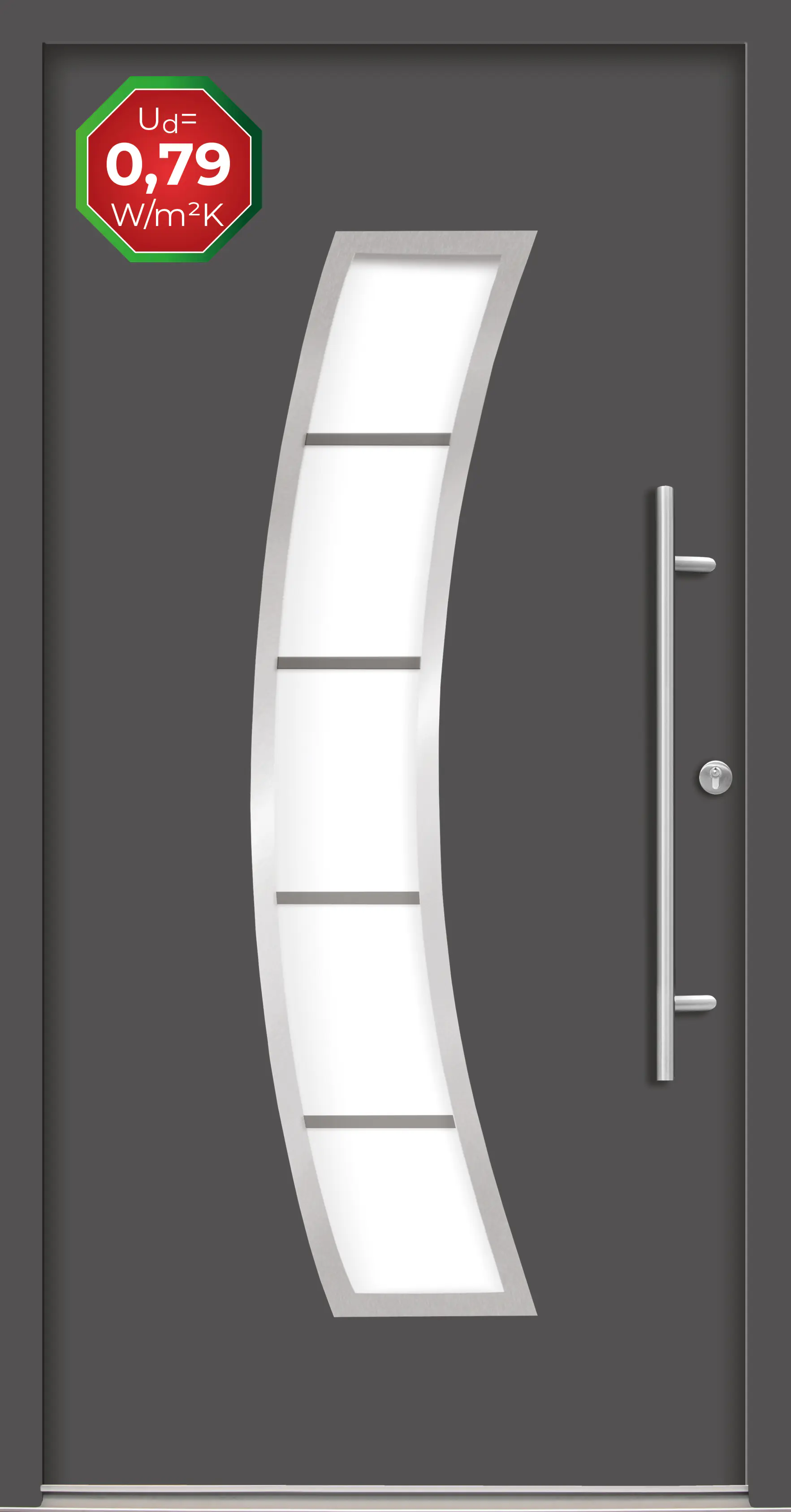 Splendoor Haustür Passivedoor Premium P14 Anthrazit DIN Rechts 100 x 210 cm