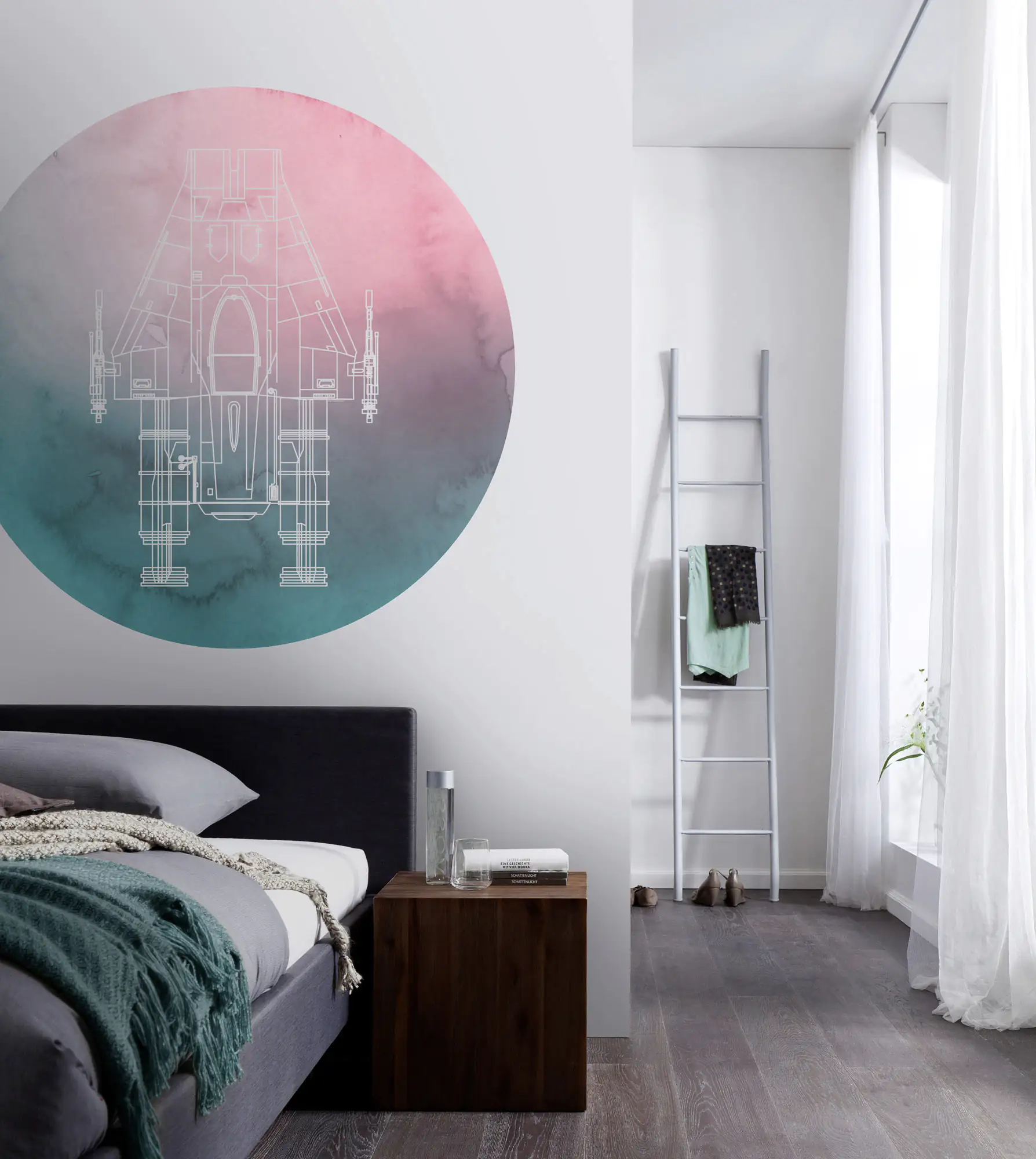 Komar Vlies Fototapete Dot Star Wars A-Wing Ø 128 cm, selbstklebend