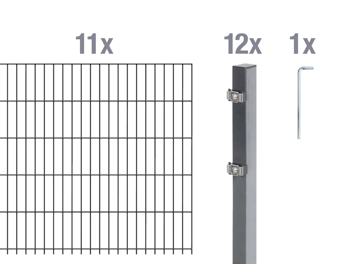 Alberts Doppelstabmatten-Grundset 22 m 200 x 140 cm 6/5/6 anthrazit