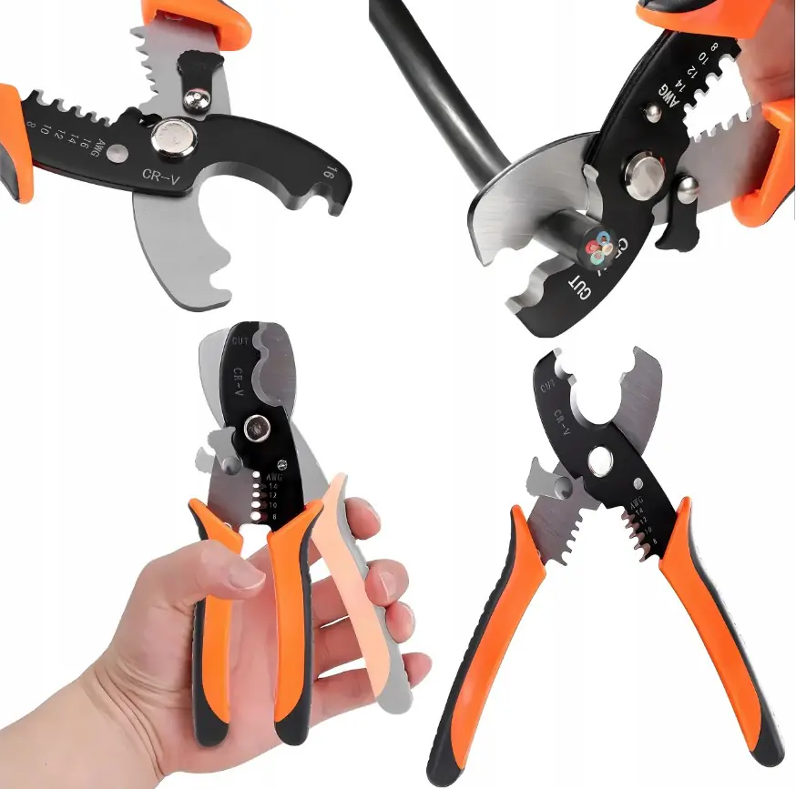 Kabelschere mit Abisolierzange 2in1 18 cm orange/schwarz