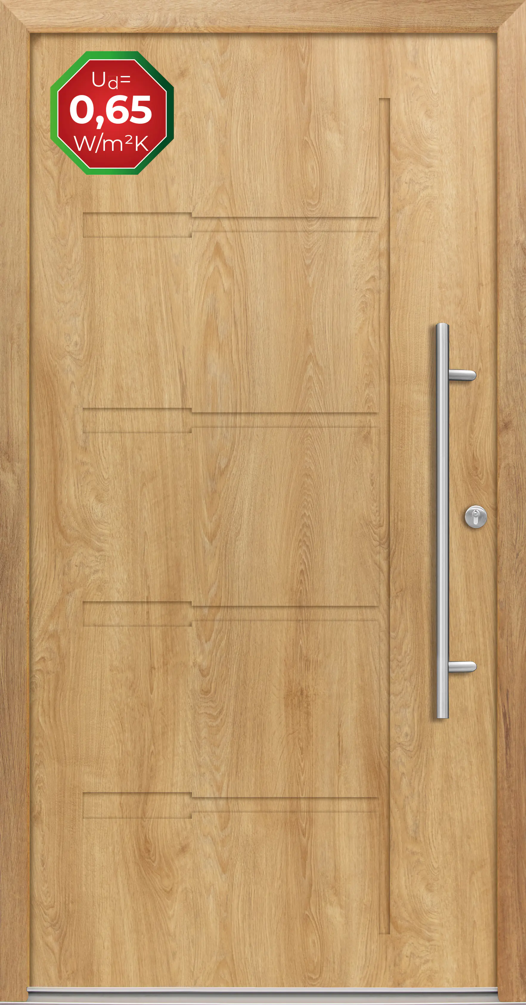 Splendoor Haustür Passivedoor Premium H1 Eiche Natur DIN Rechts 110 x 210 cm