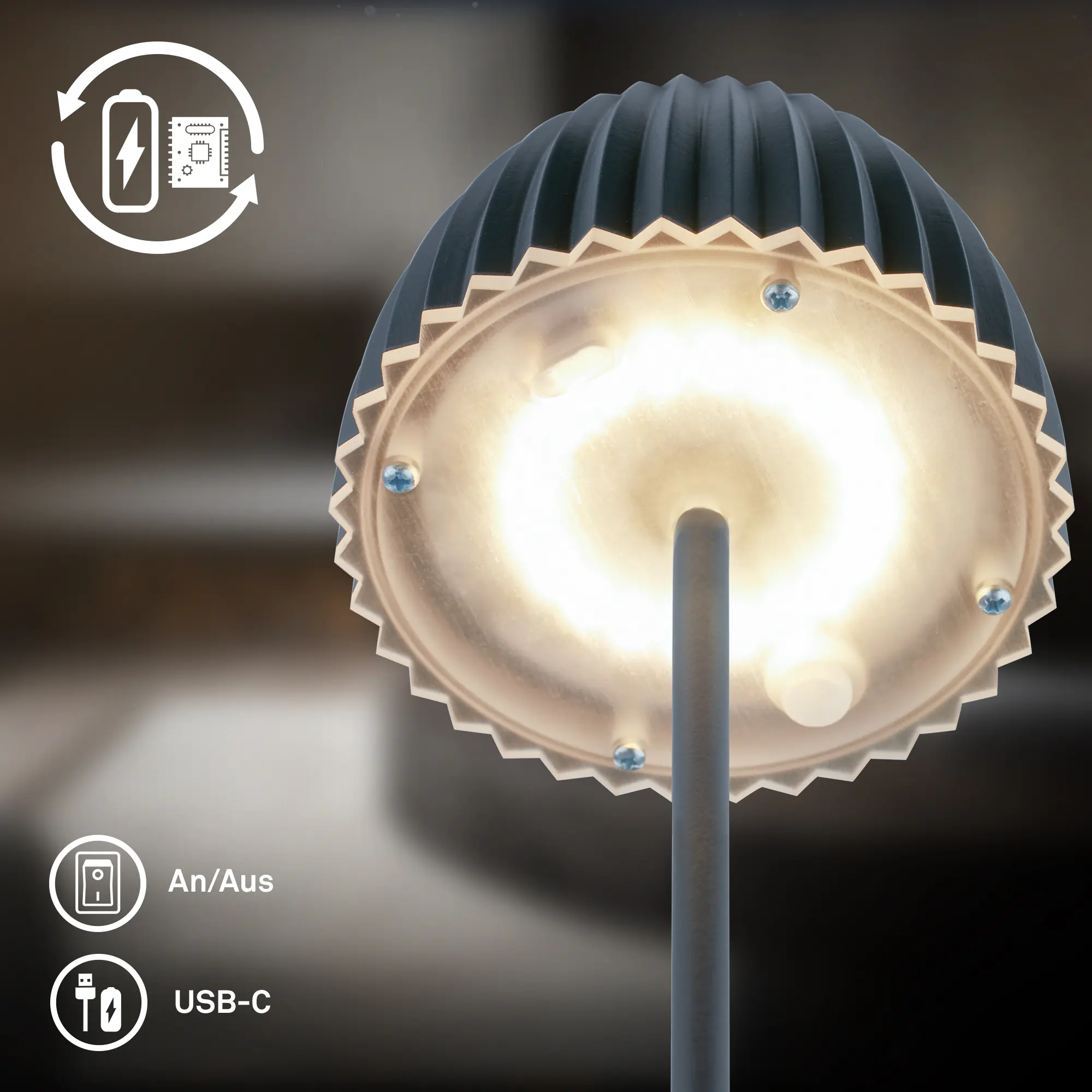 Briloner LED-Stehleuchte Riffle mit Akku anthrazit dimmbar