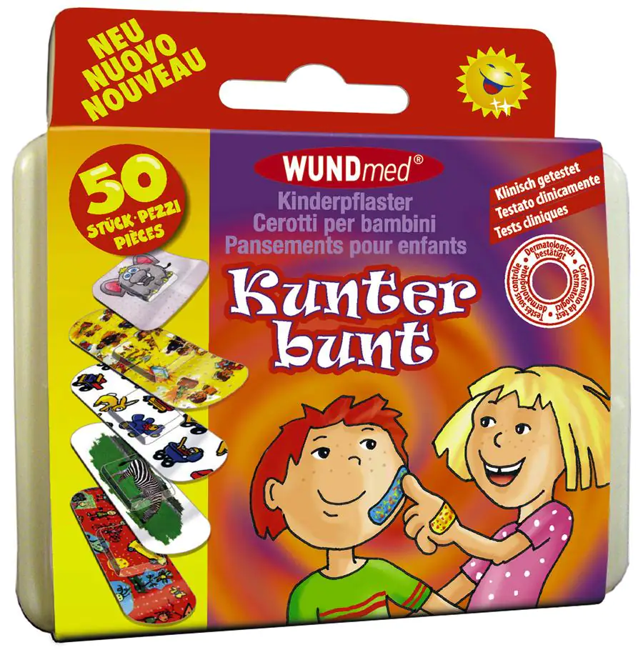 Wundmed Kinderpflaster Kunterbunt 50 Stück