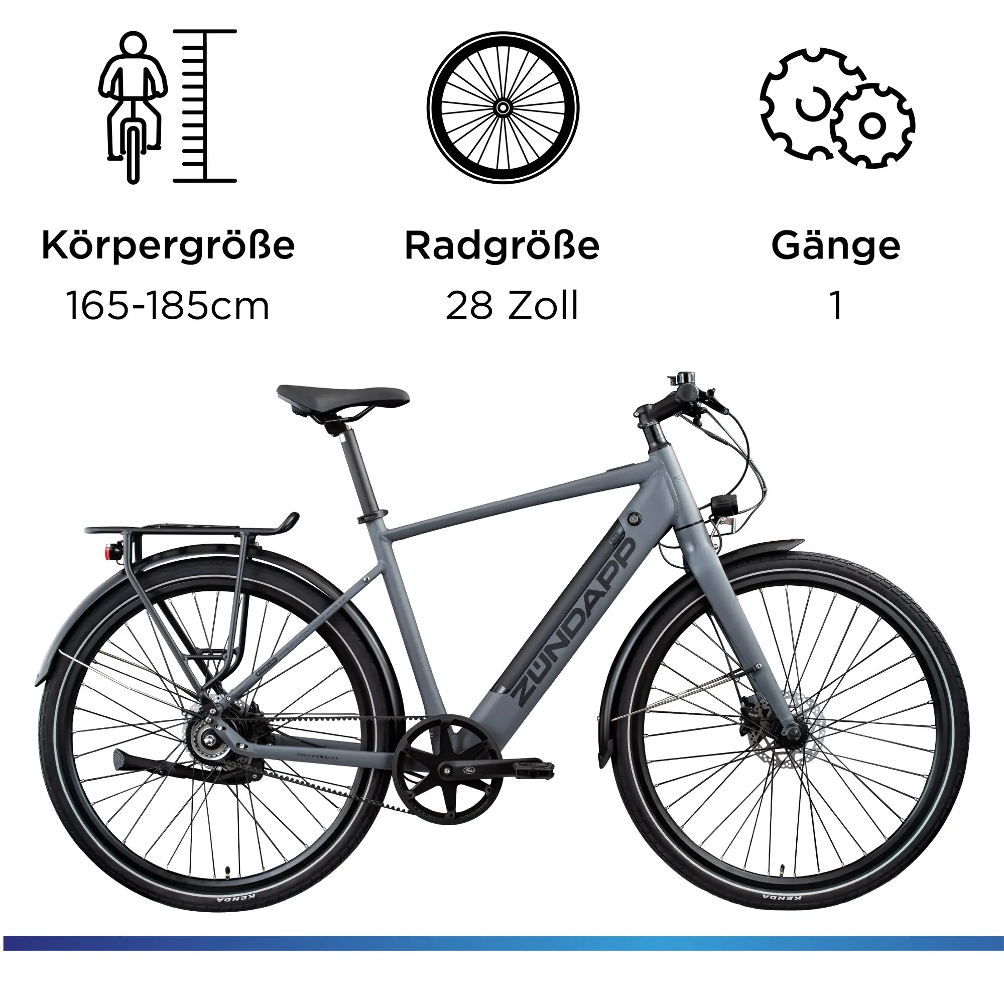 Zündapp E-Bike Urban Singlespeed Z7 28 Zoll 380 Wh anthrazit