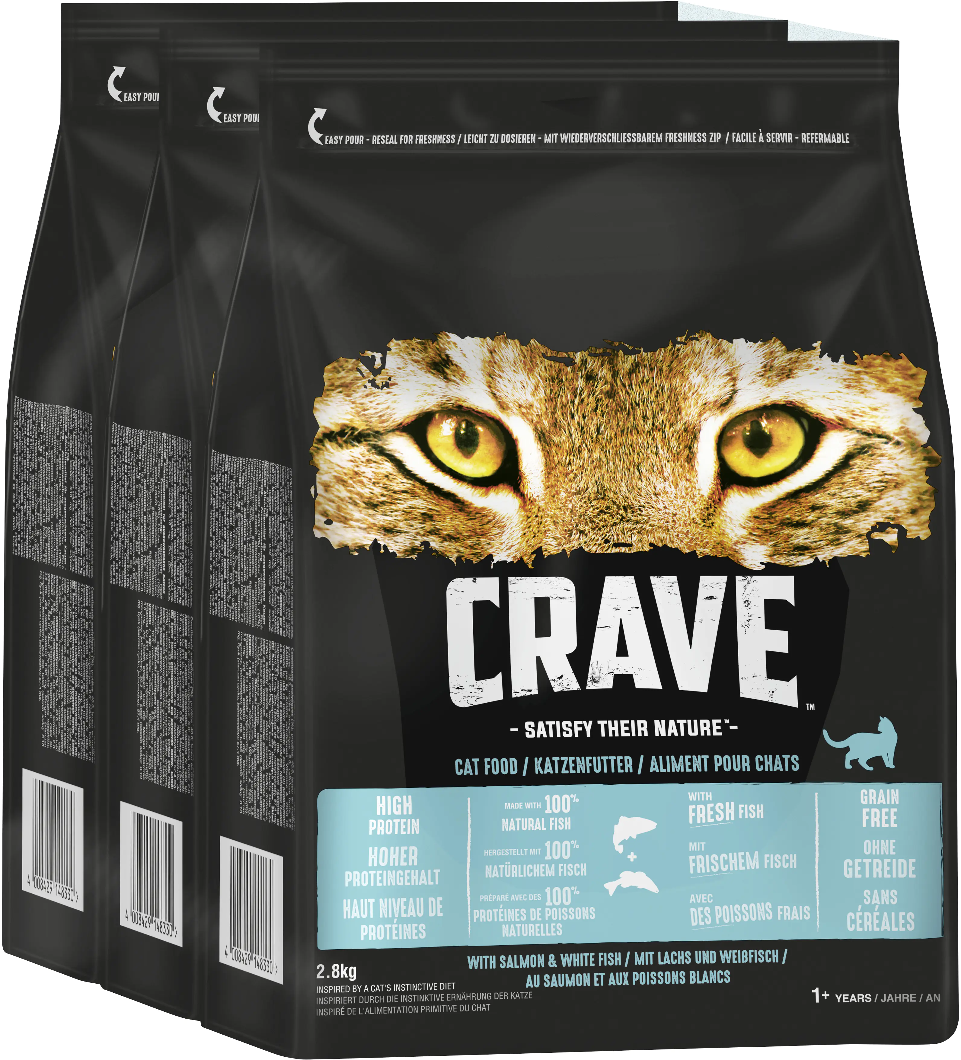 Crave Adult mit Lachs und Weißfisch Katzenfutter 2,8 kg