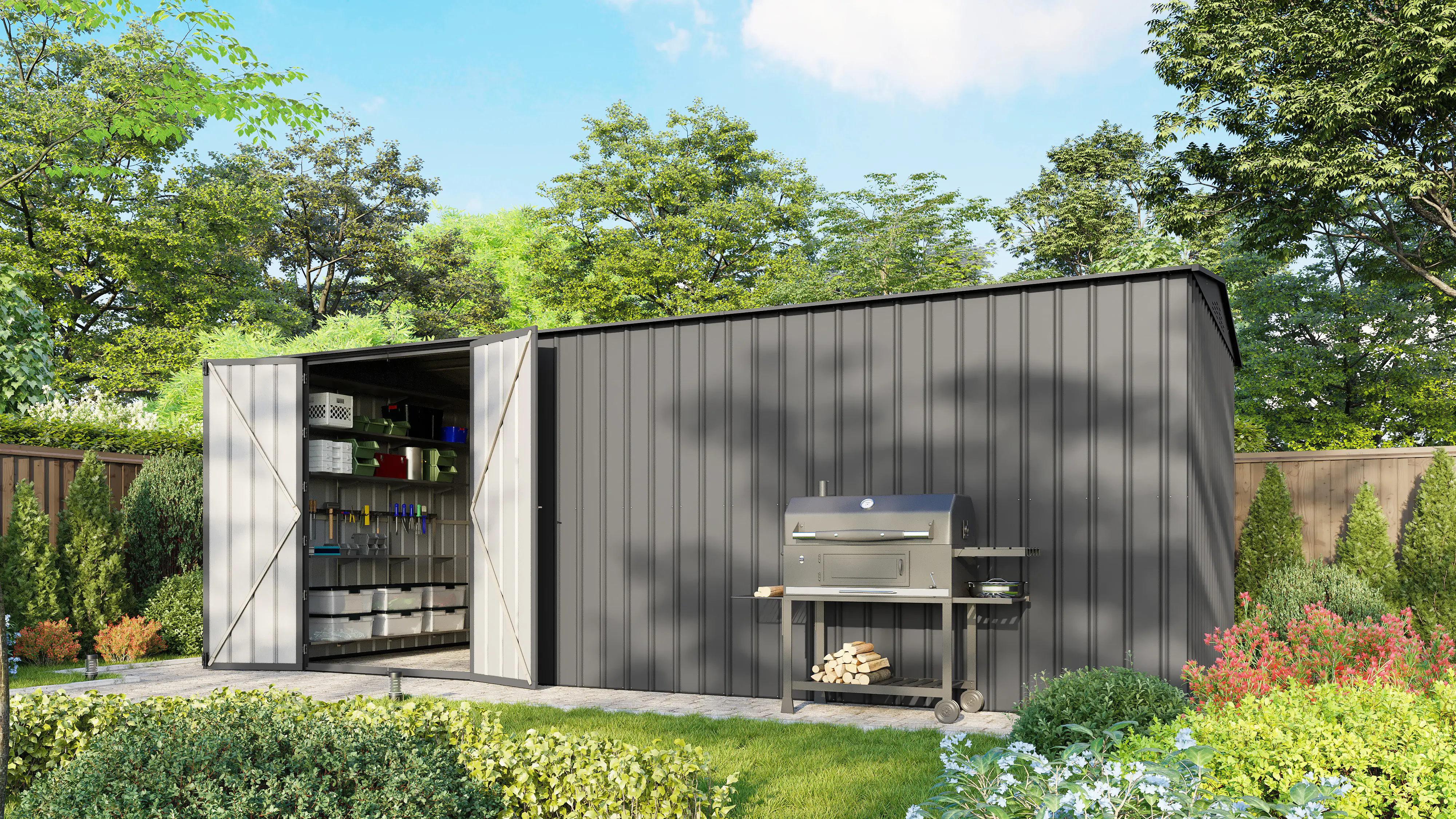 Globel Metallgerätehaus Worker MWK 1510 464 x 308 x 225 cm anthrazit