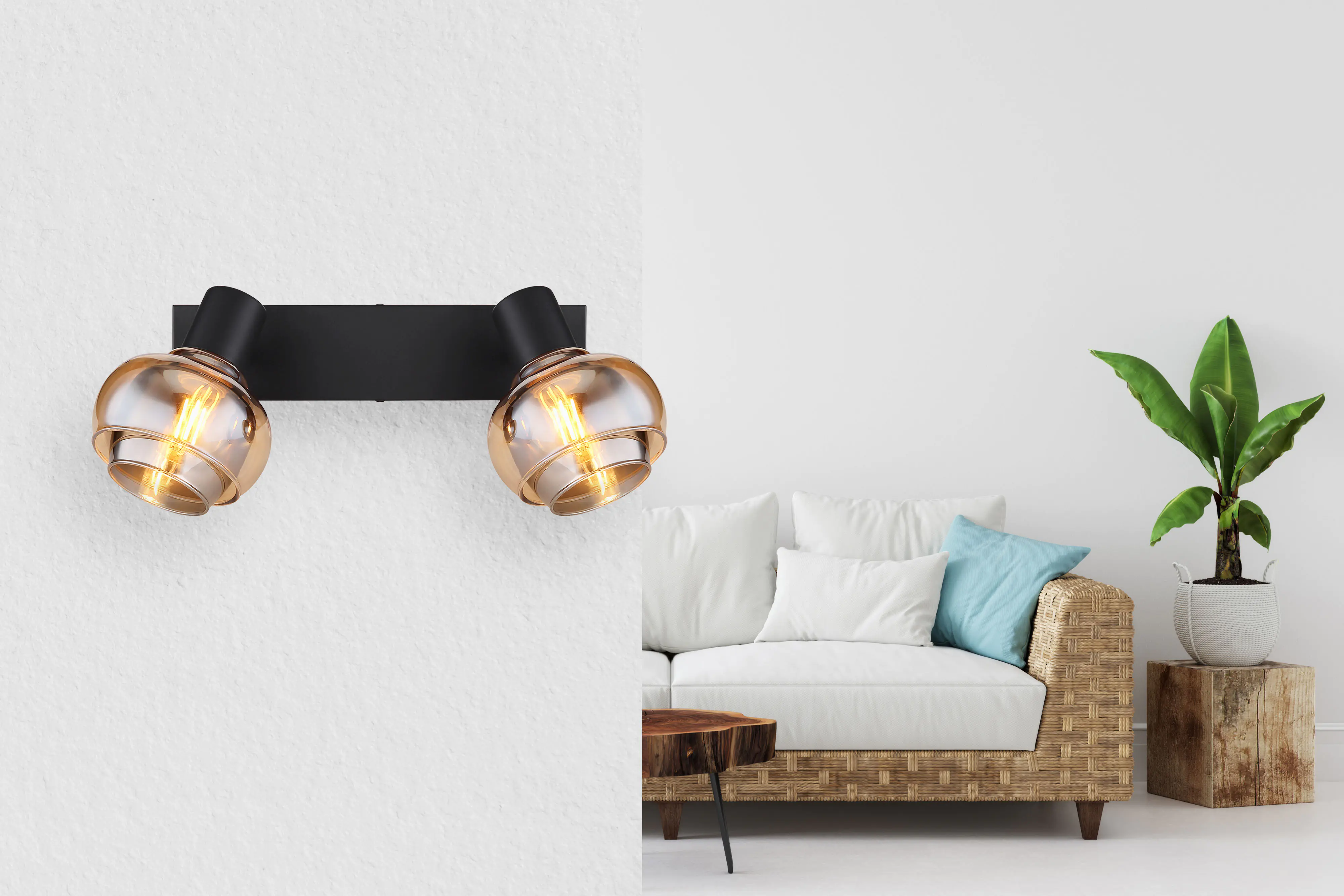 Globo 2er Spot Tokki schwarz matt 26 x 26 x 13,5 cm E14 Globo 2er Spot Tokki schwarz matt 26 x 26 x 13,5 cm E14