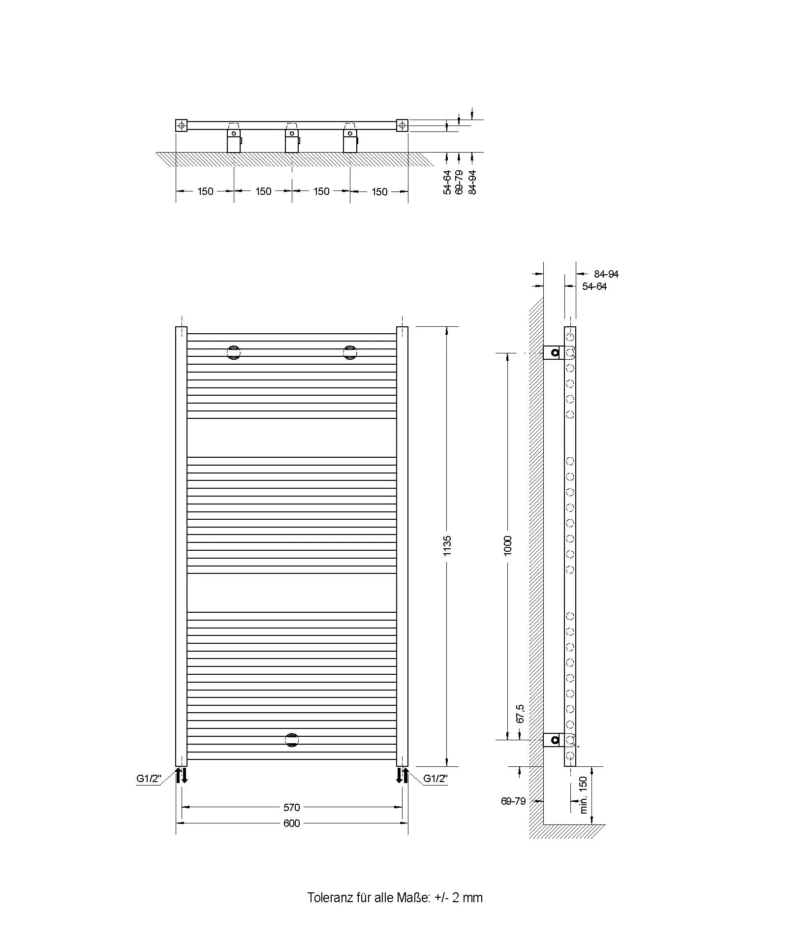 Schulte Badheizkörper Turbo 113,5 x 60 cm 627 Watt