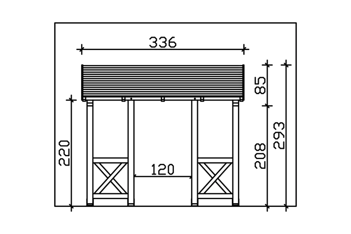 SKAN HOLZ Vordach Paderborn Typ 5 336 x 156 cm, lasiert in Eiche hell