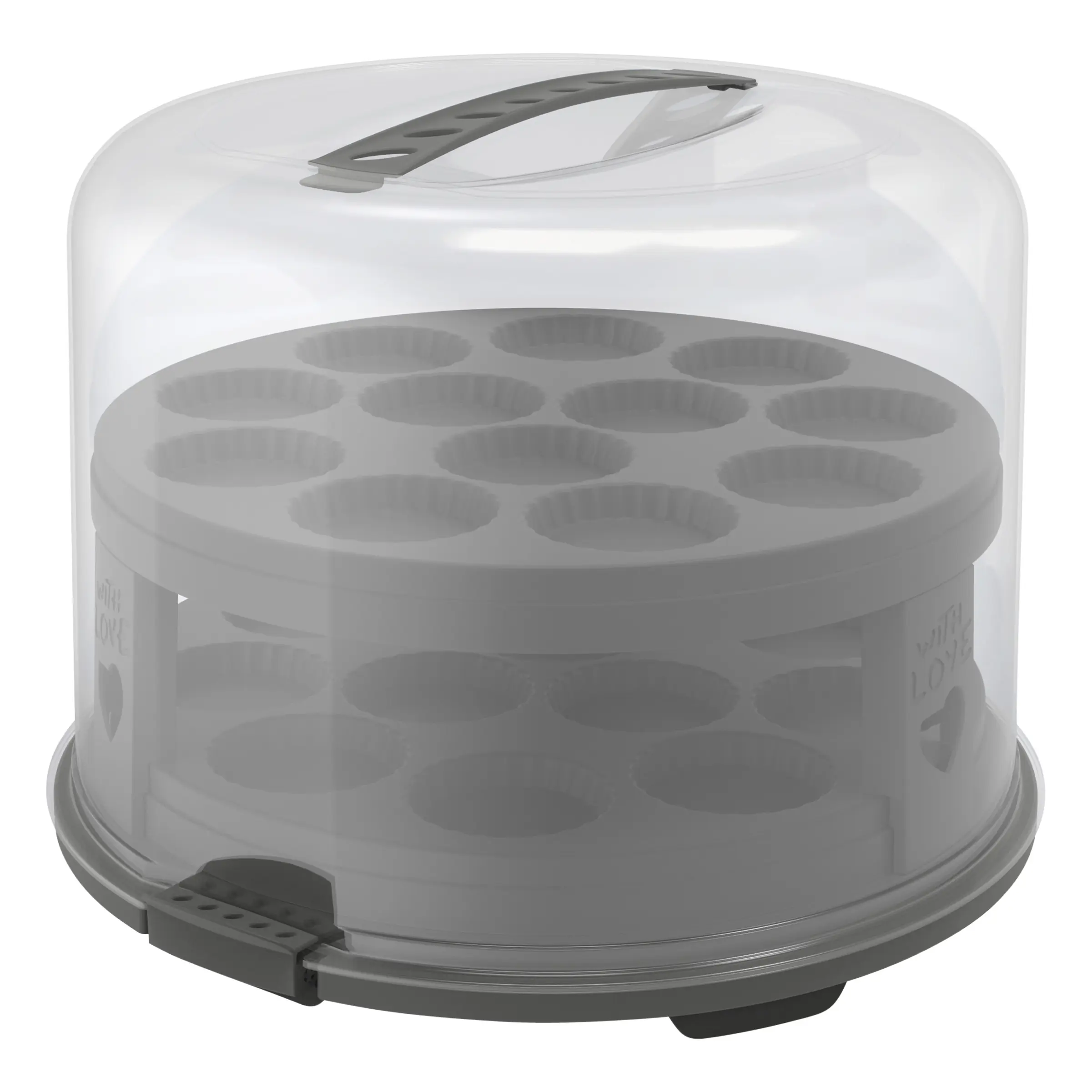 Rotho Tortenglocke mit Trays Fresh Ø 26 x 36 cm holzkohle schwarz