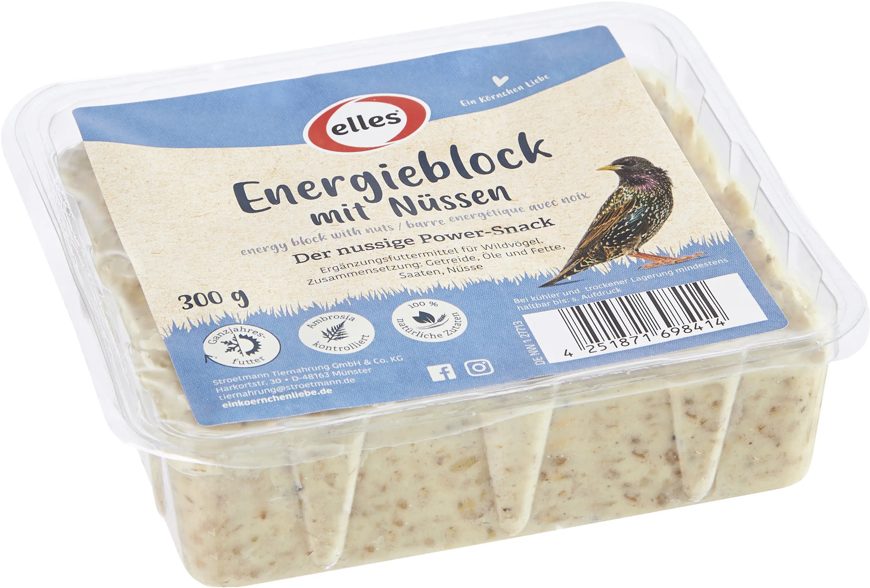 Elles Wildvogelfutter Energieblockmit Nüsse 300 g
