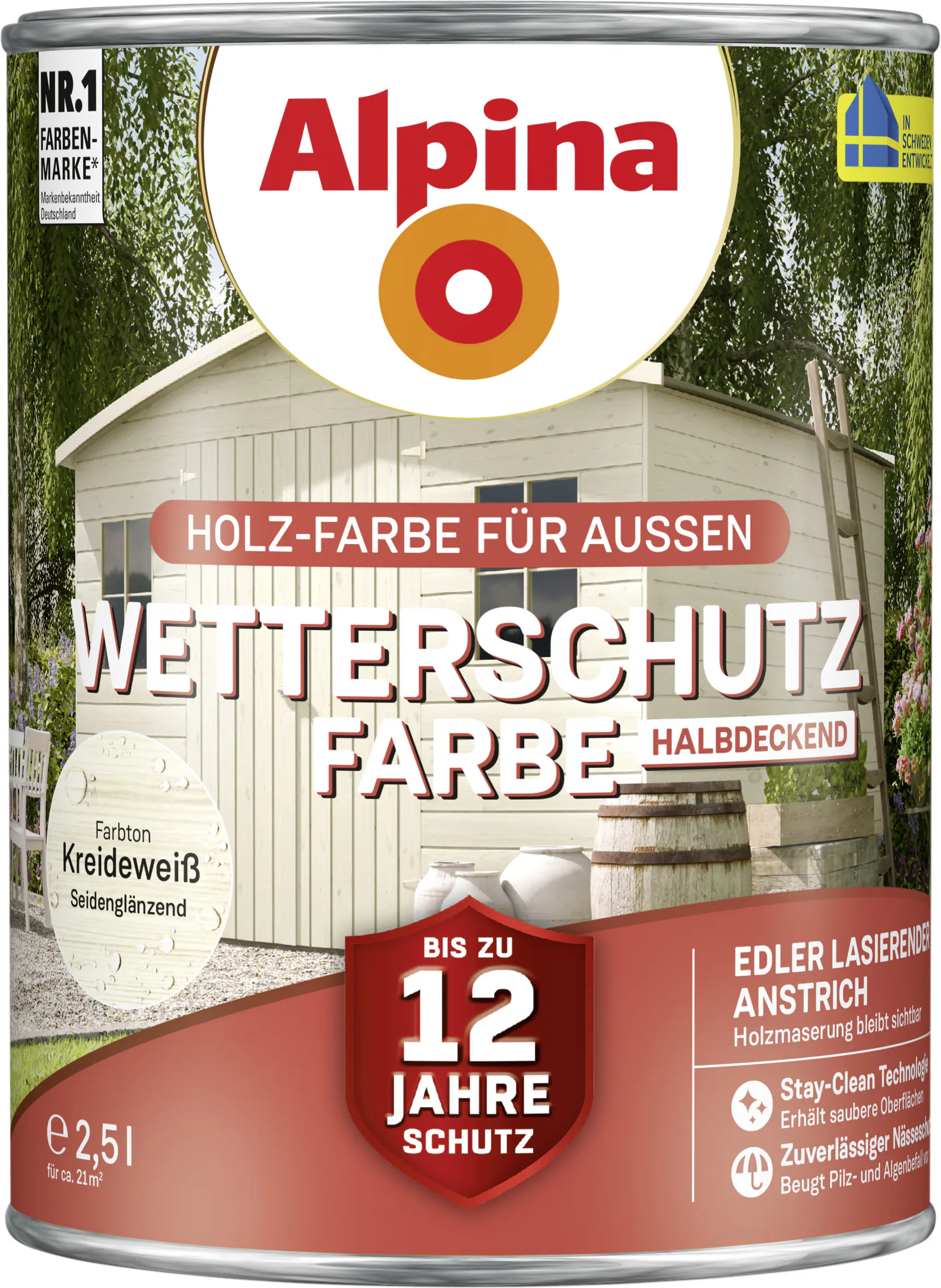 Alpina Wetterschutzfarbe 2,5 L kreideweiß