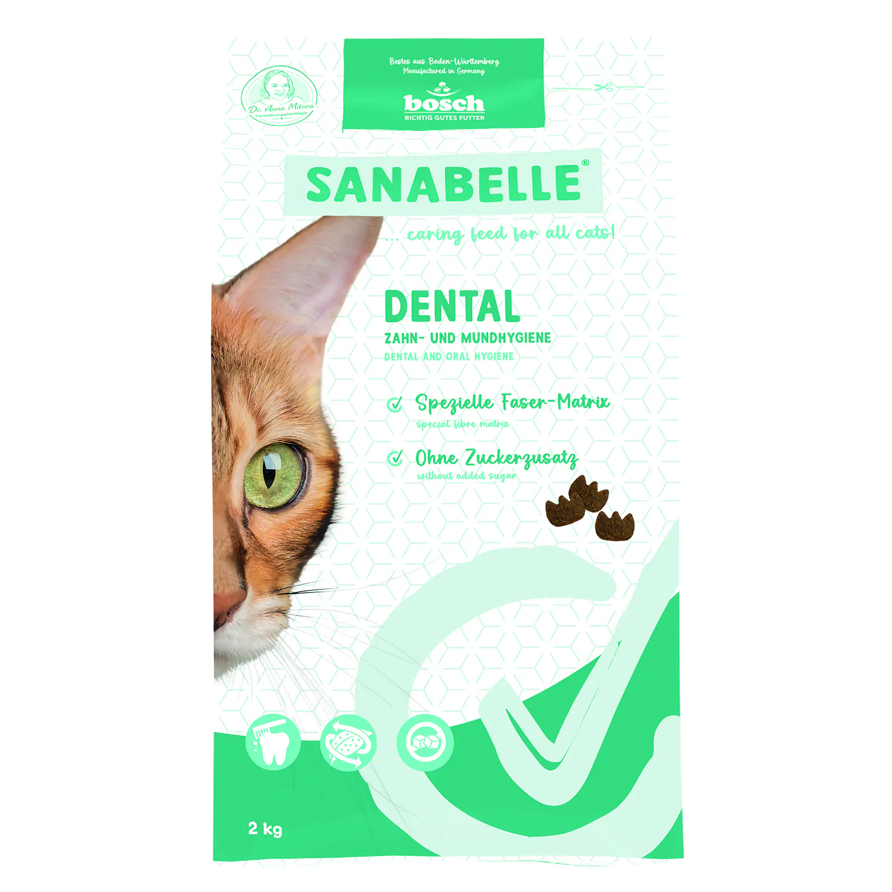 Sanabelle Katzentrockenfutter Adult Dental mit Geflügel unterstützt die Mundhygiene 2 kg