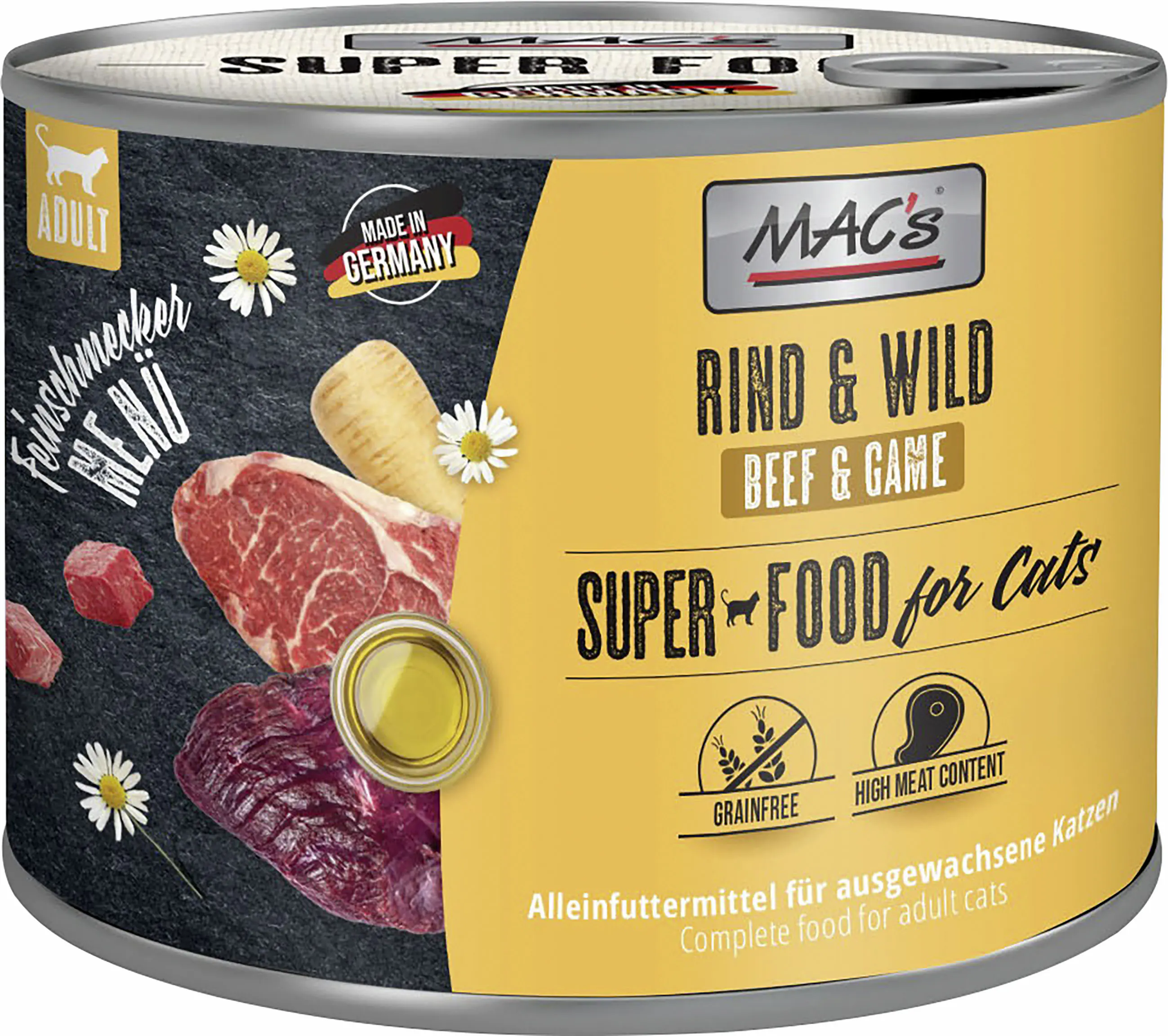 Macs Katzennassfutter Adult getreidefrei 200 g Rind & Wild 
