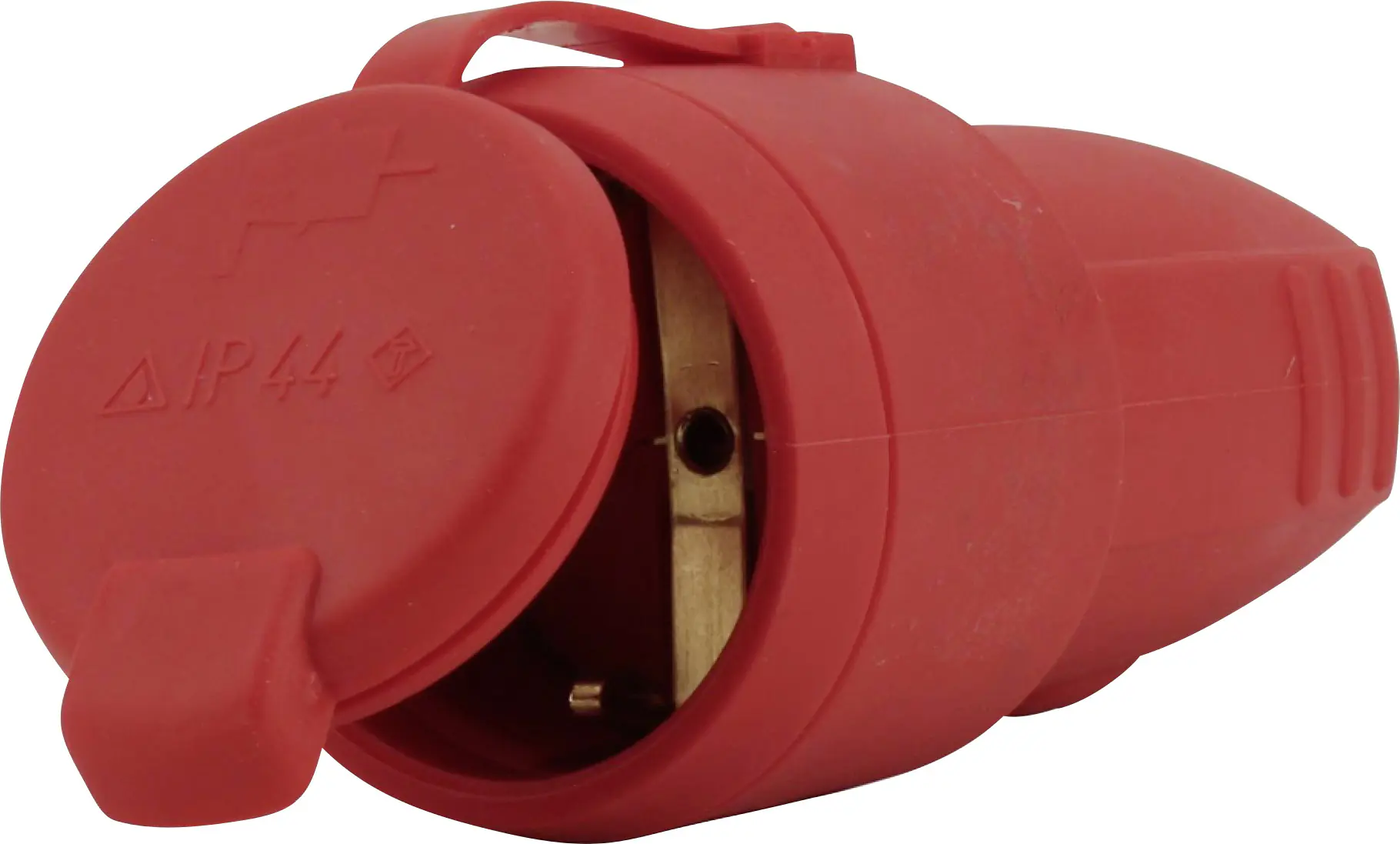 Schutzkontakt-Kupplung Gummi PVC-Ei IP44 Deckel rot