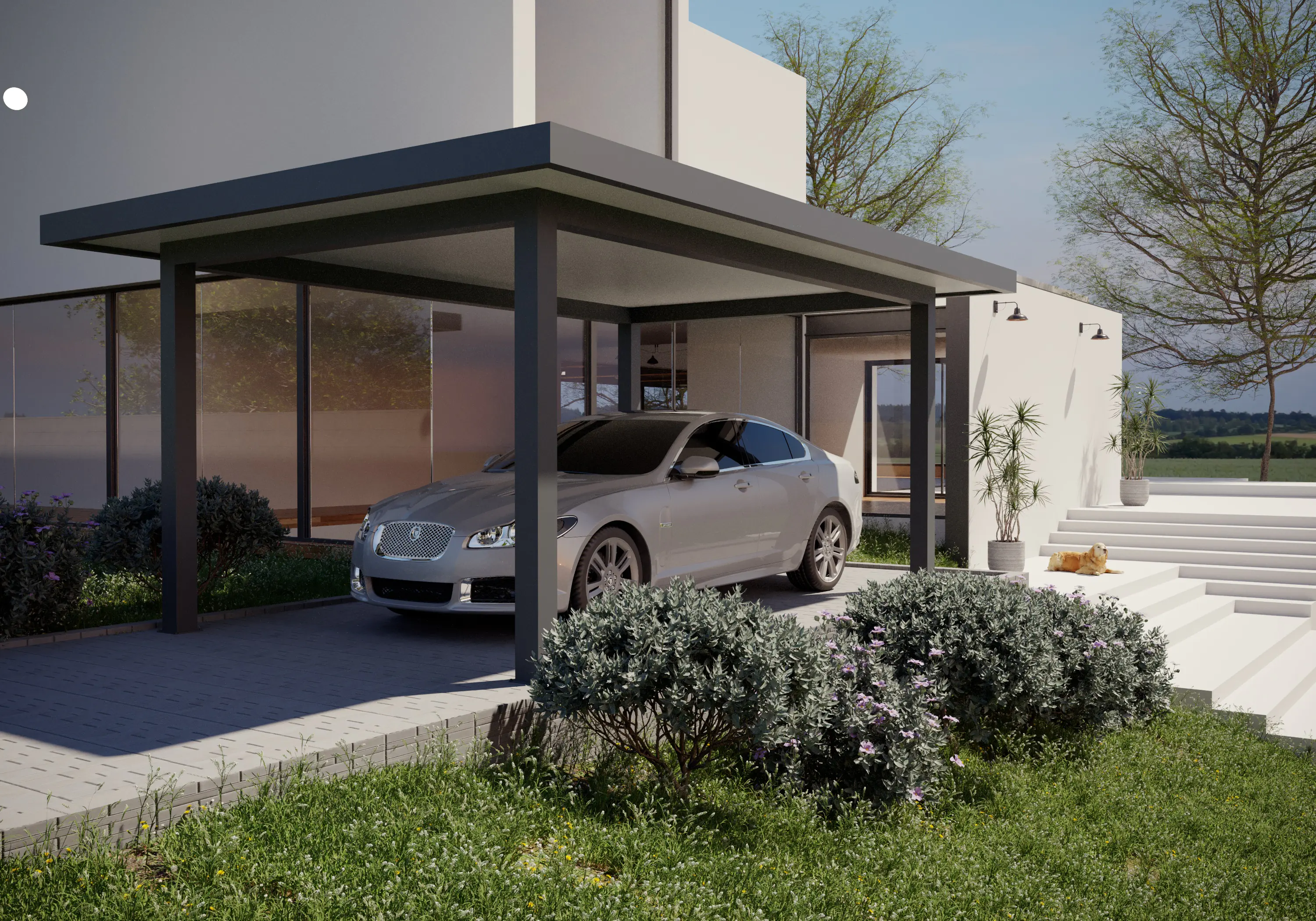 Carport Style 500 x 700 cm grau weiß