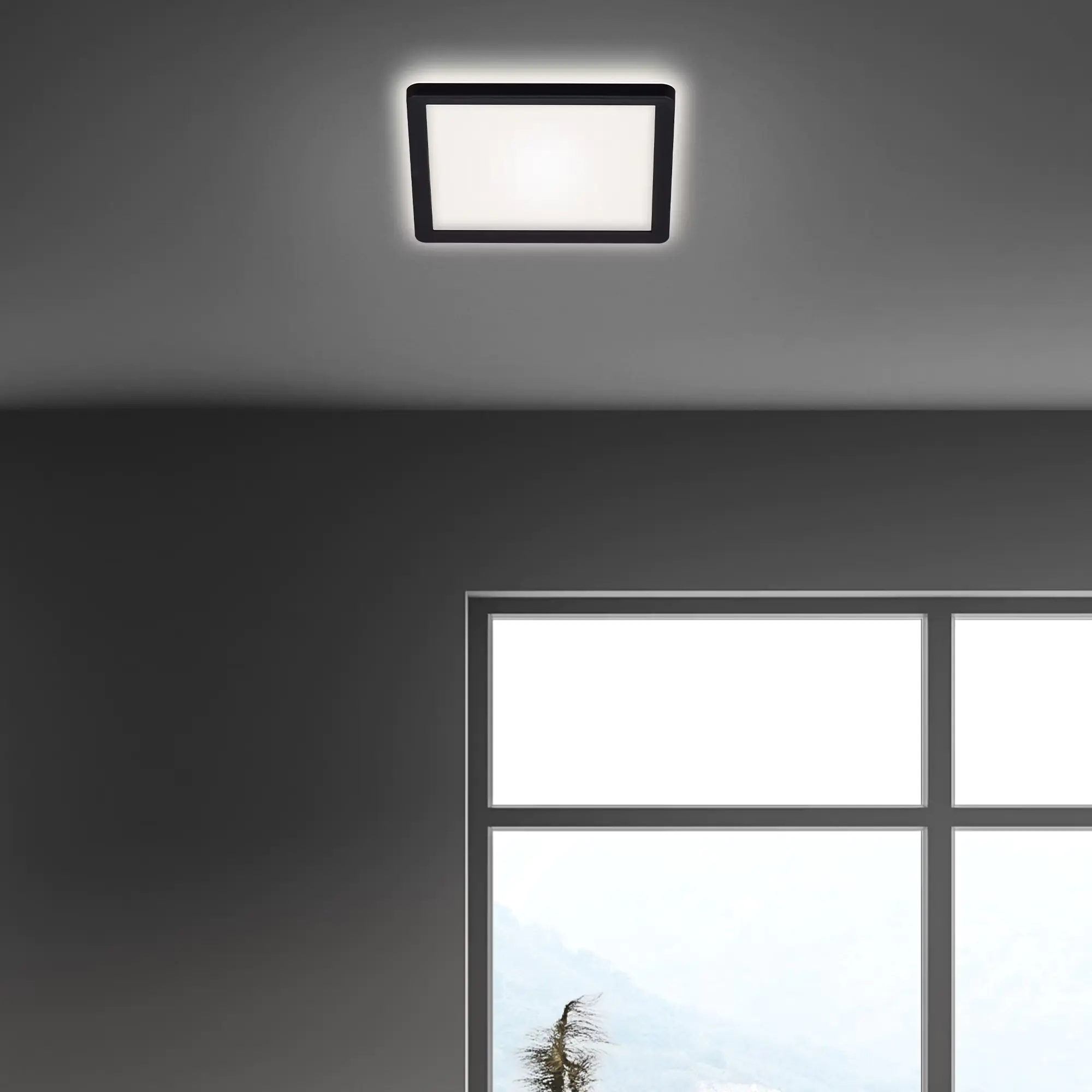 Briloner LED Panel Slim 19 cm, schwarz, utraflach