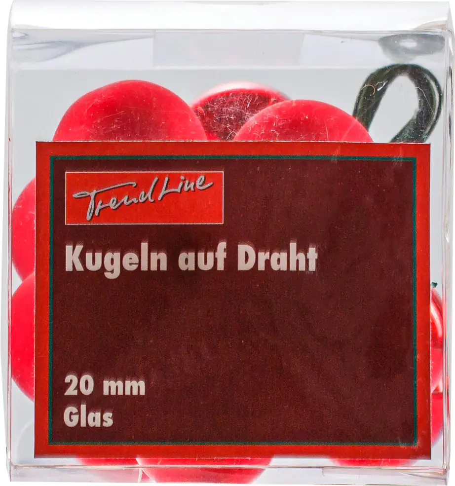 2076601538479_01 TrendLine Weihnachtskugeln aus Glas auf Draht Ø 2 cm rot 10 Stück