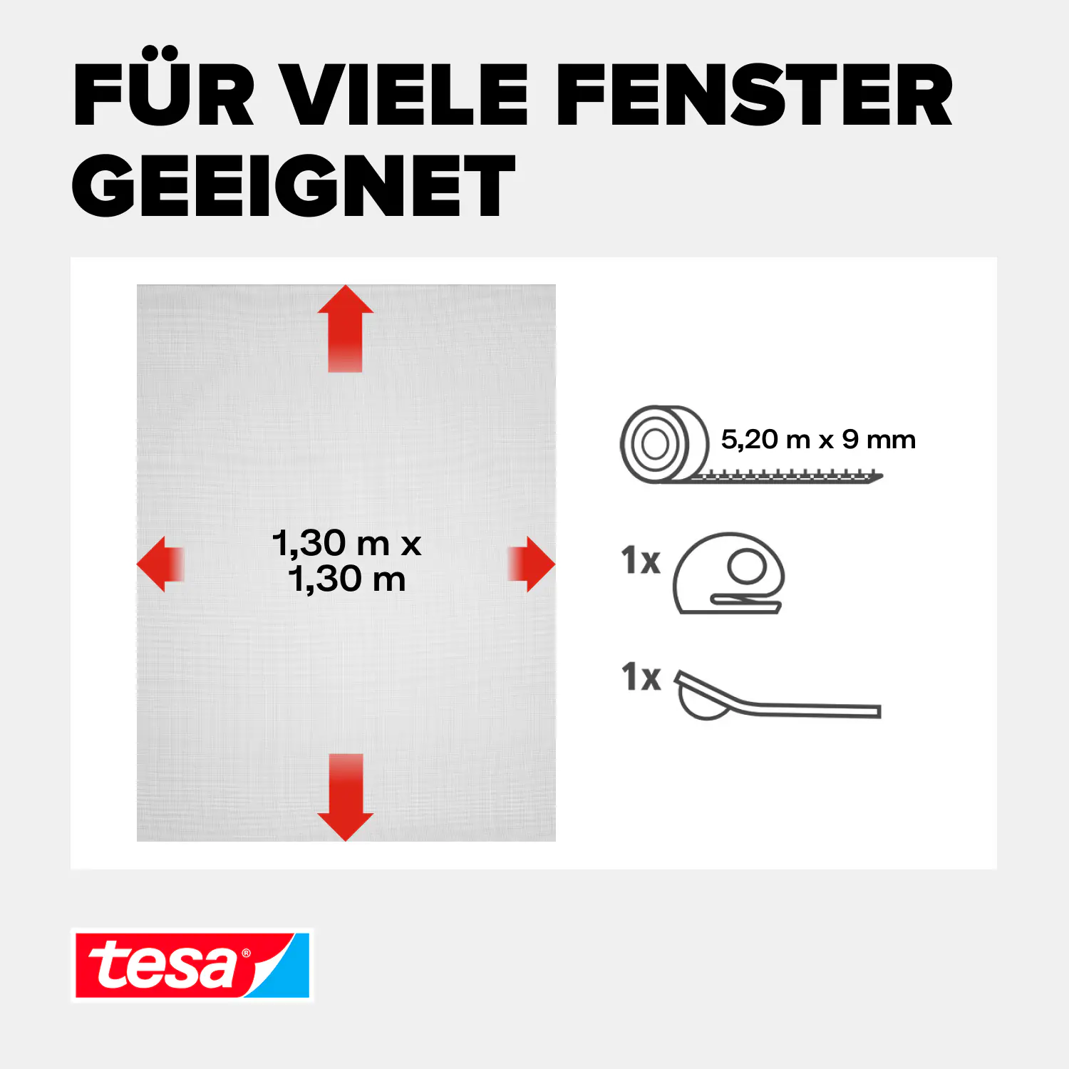 tesa Insektenschutz-Fenster COMFORT 130 x 130 cm anthrazit