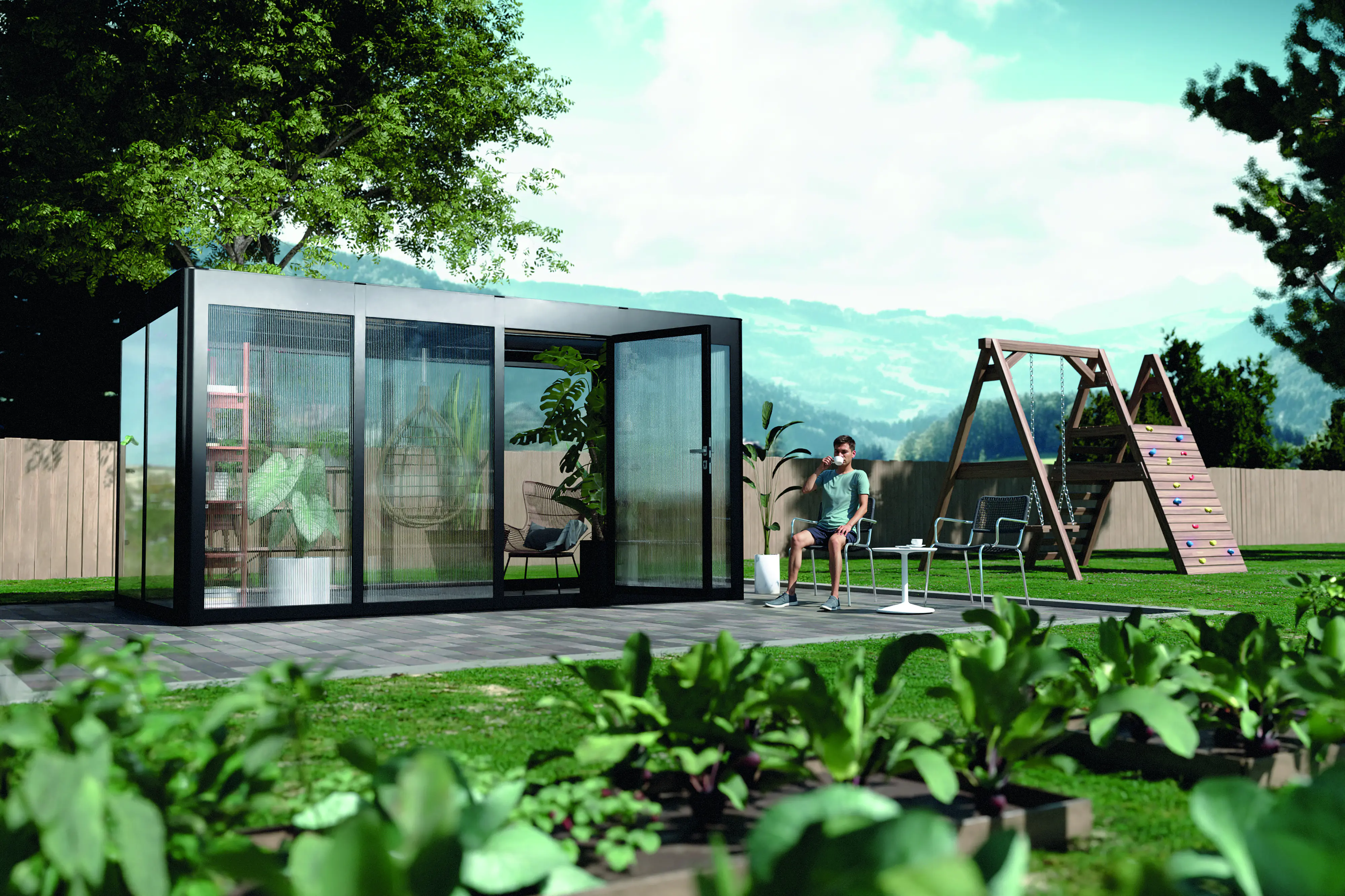 SunElements SunGarden Gartenhaus Select 4.2 443 x 233 cm anthrazit-metallic SunElements SunGarden Gartenhaus Select 4.2 443 x 233 cm anthrazit-metallic